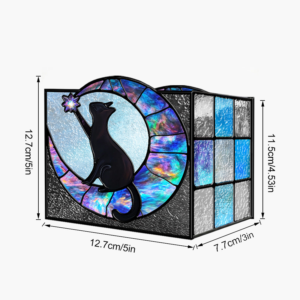 Stained-Glass-Style Acrylic Pen Holder for Colorful Desk Décor