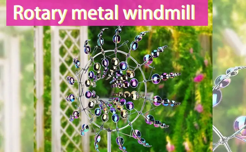 1pc magical metal windmill unique and beautiful wind spinner wind dynamics sculpture outdoor waterproof 3d wind sculpture yard garden lawn christmas birthday party decoration wind trap color details 0
