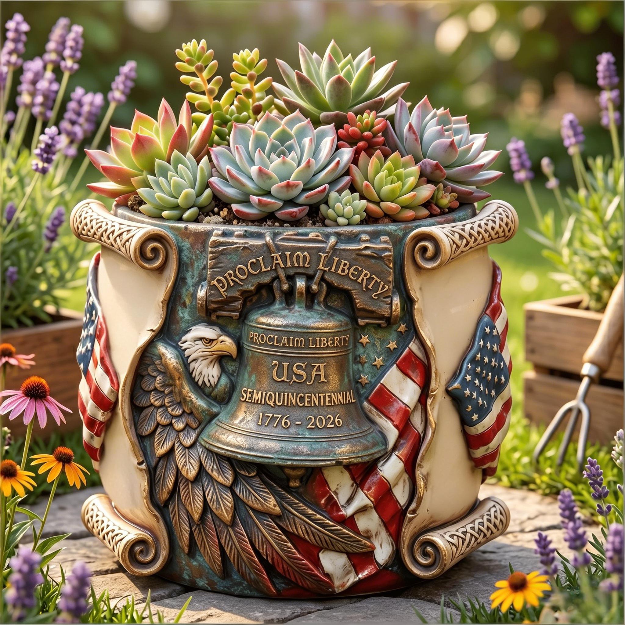 🎁USA 250th Anniversary Liberty Bell Limited Edition Succulent Planter 🌵
