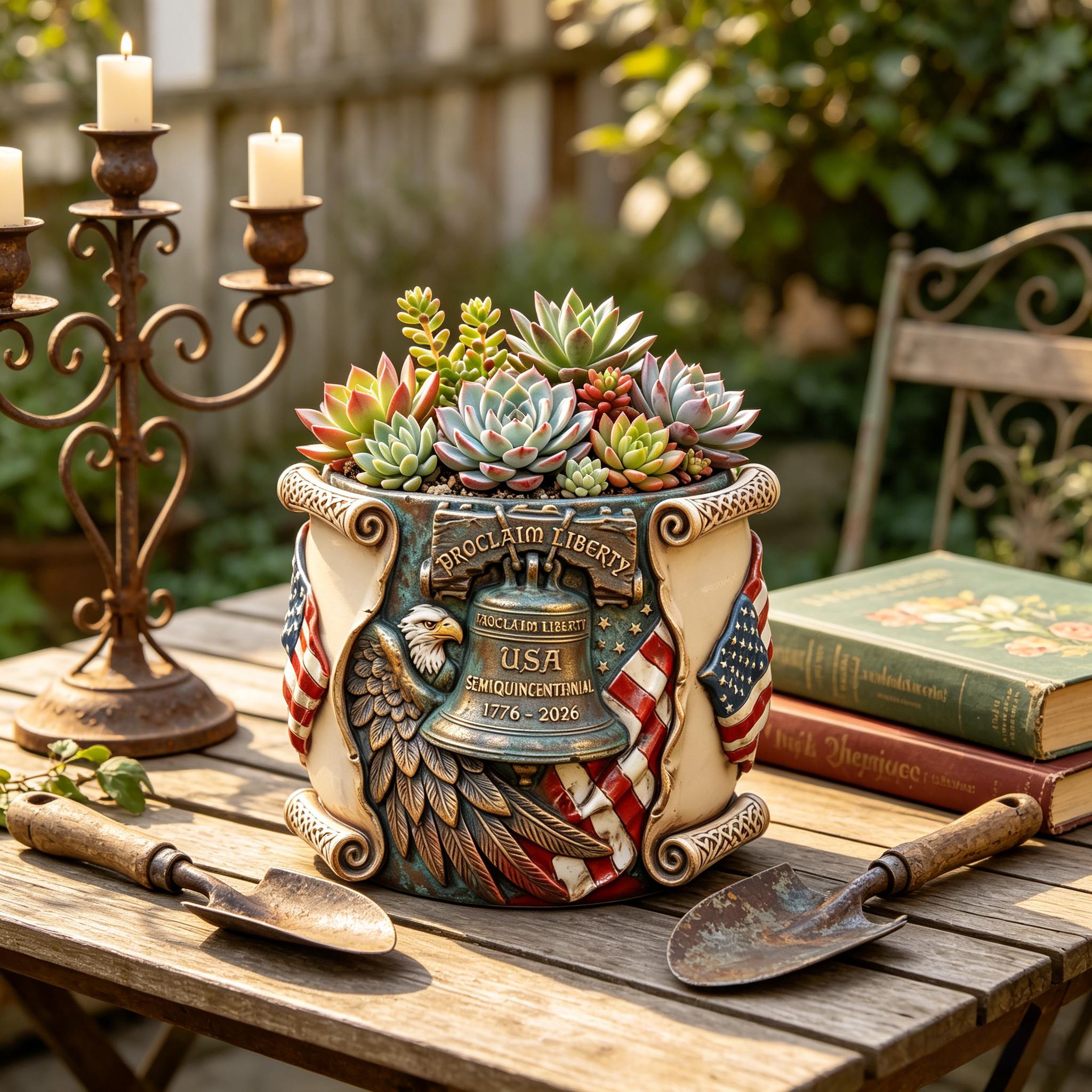 🎁USA 250th Anniversary Liberty Bell Limited Edition Succulent Planter 🌵