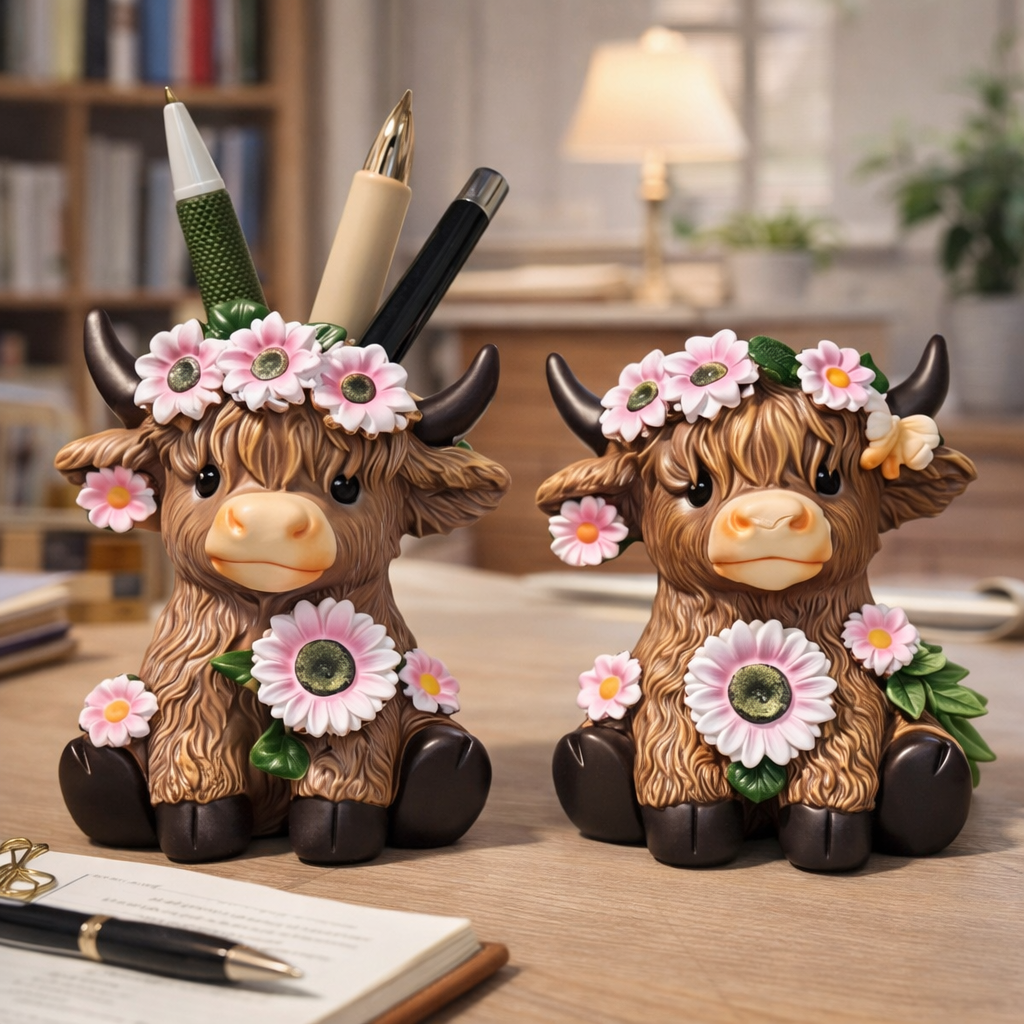 🐮 Highland Cow Planter & Figurine