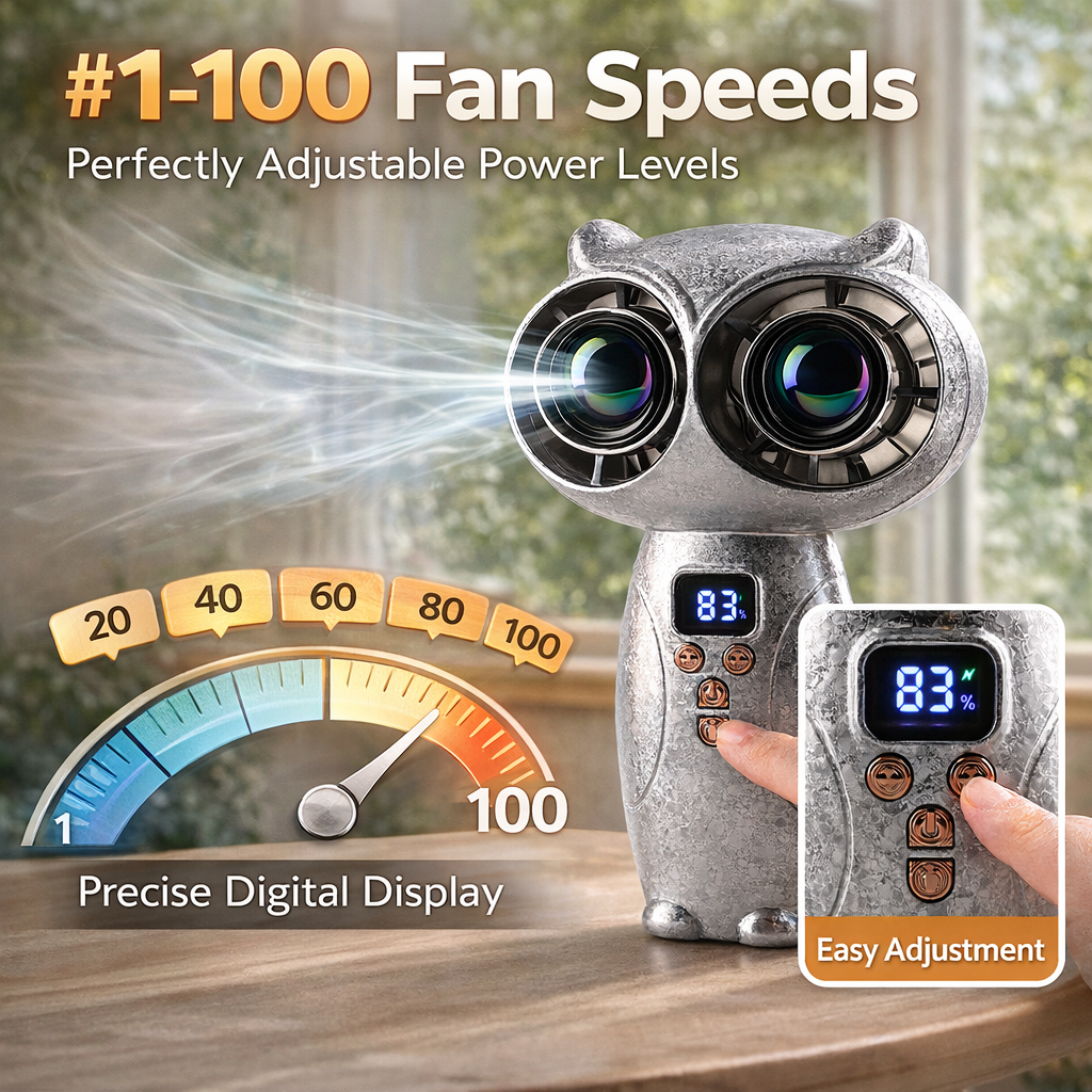 🦉 Mini Owl Handheld Powerful Cooling Fan