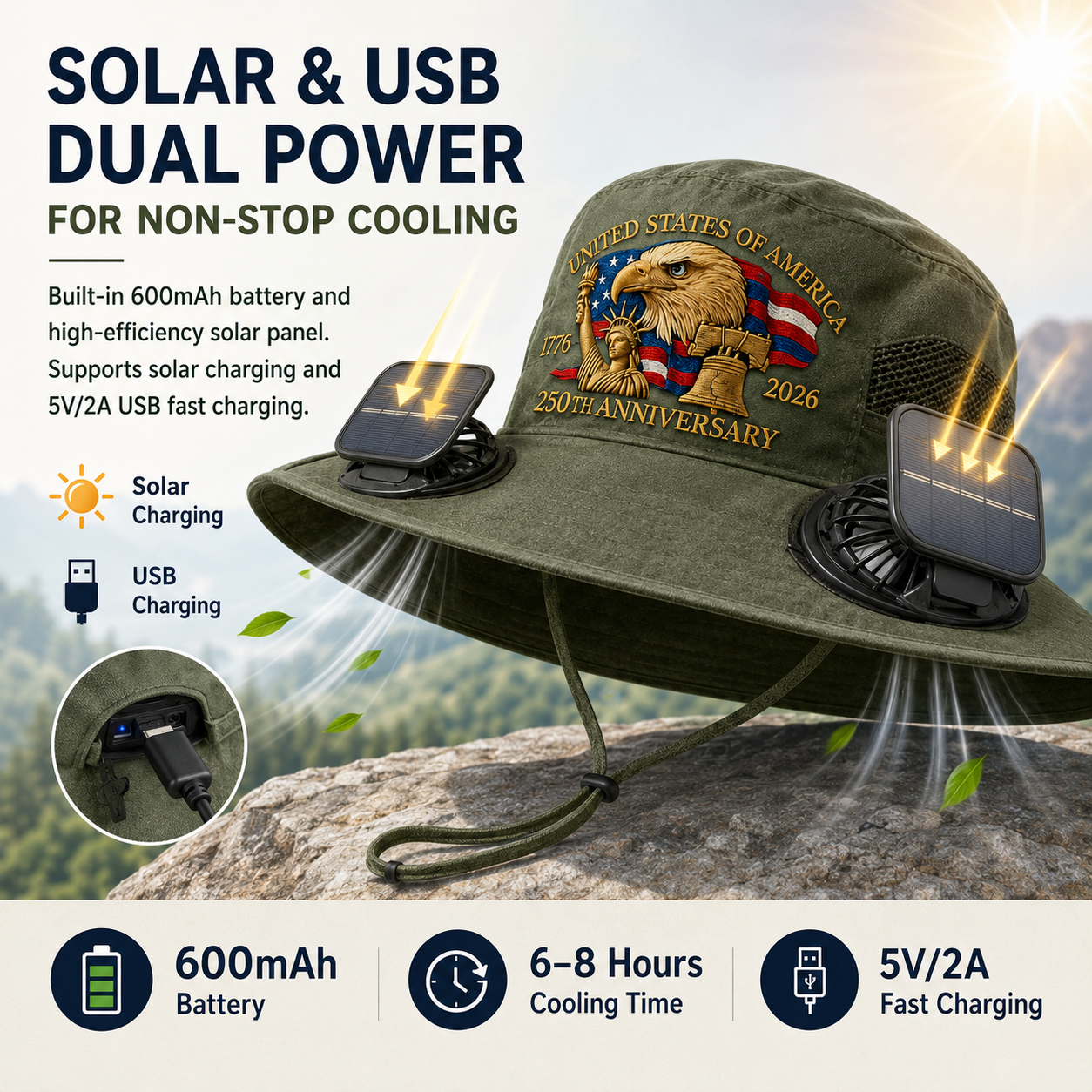 250th Anniversary Solar Dual-Fan Hat