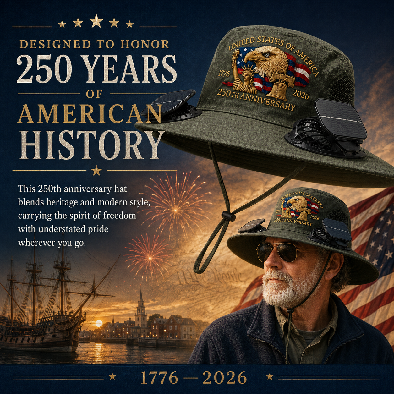 250th Anniversary Solar Dual-Fan Hat