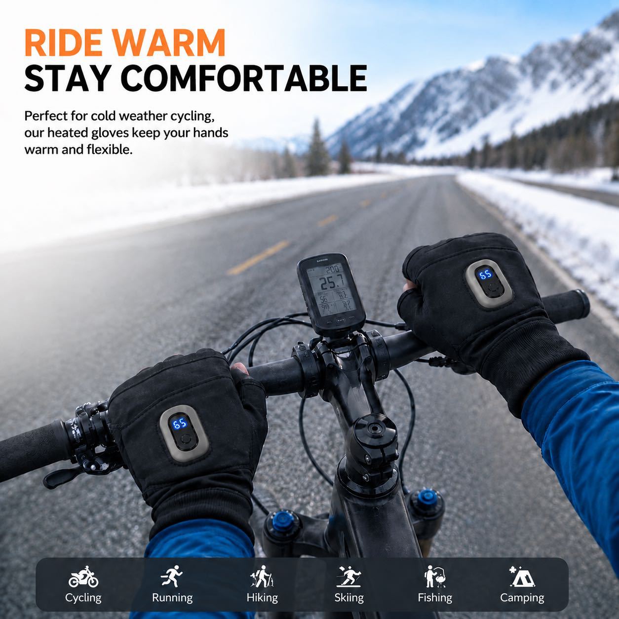 Graphene Heated Fingerless Gloves – 5 Heat Levels & Up to 10 Hours of Warmth