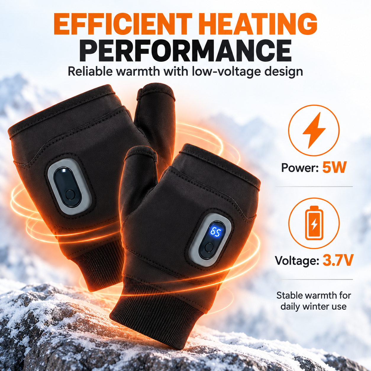 Graphene Heated Fingerless Gloves – 5 Heat Levels & Up to 10 Hours of Warmth