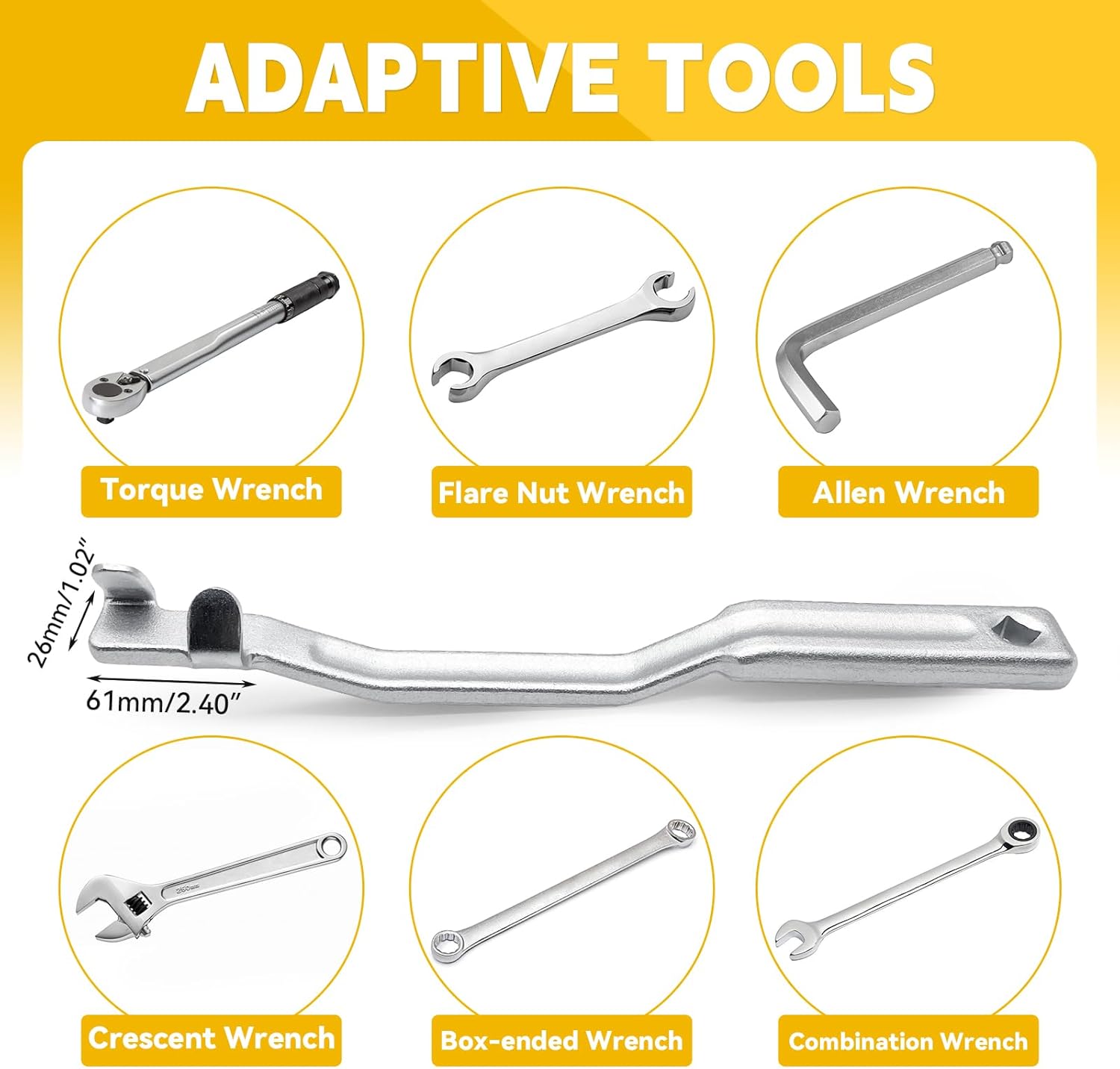 Universal Wrench Extender Tool Bar and Conversion Adapter