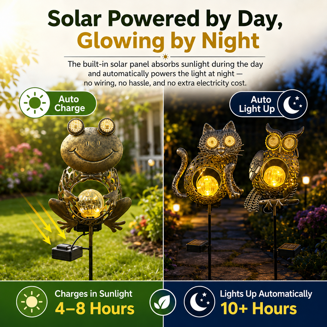 Dynamic Solar Animal Garden Stake Light 🐸🐱🦉