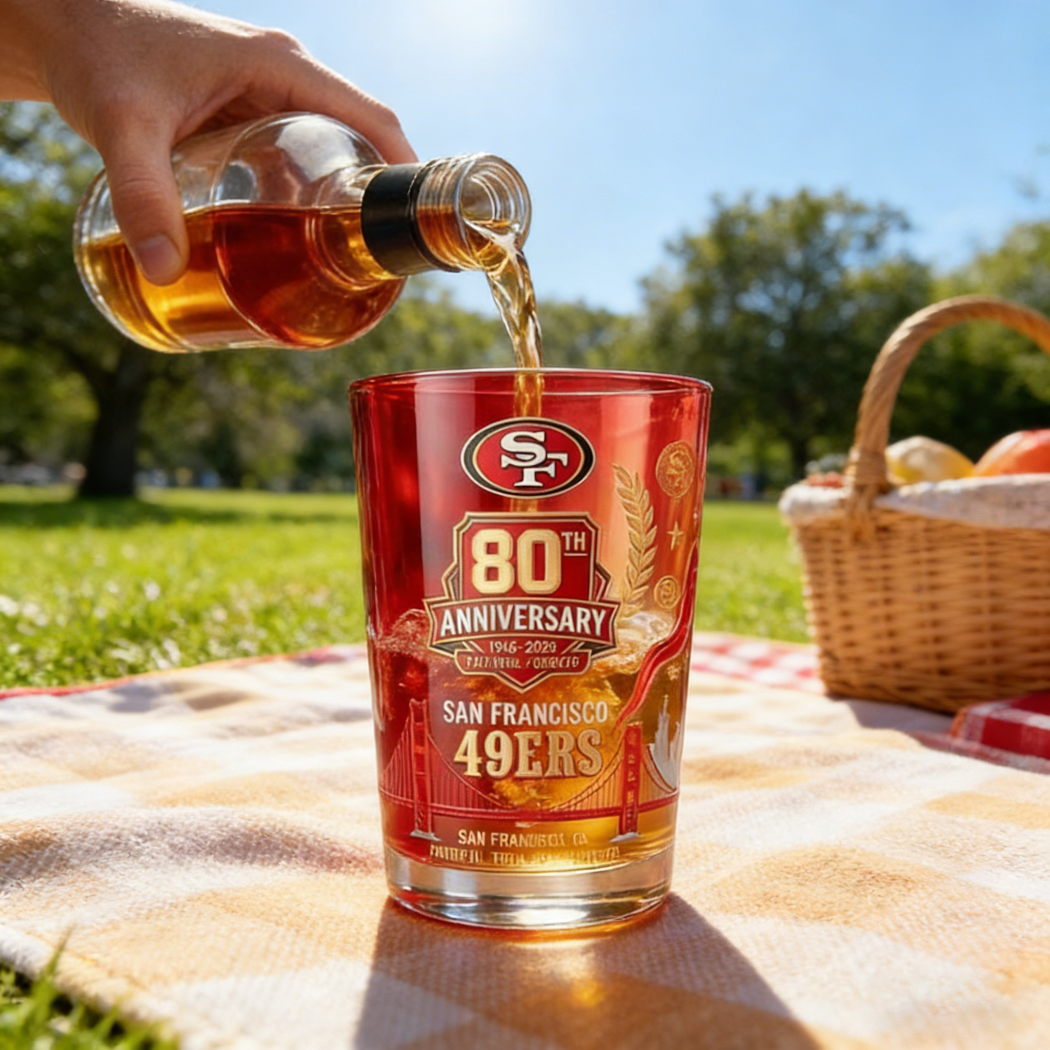 San Francisco 49ers 80th Anniversary 1946-2026 Faithful Forever Glass Cup
