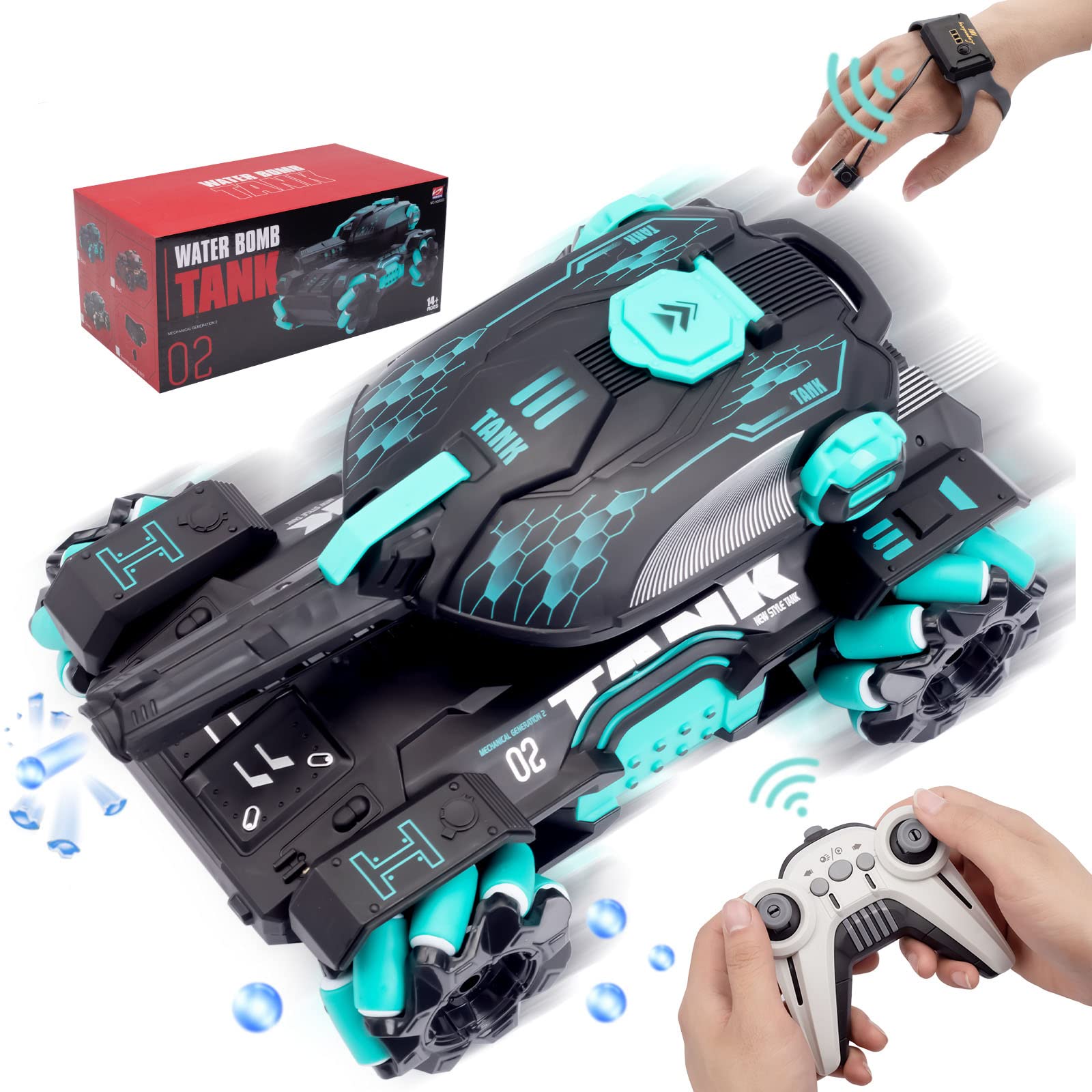 360 Degree Rotating Remote Control Stunt Tank Shooting Water Bombs