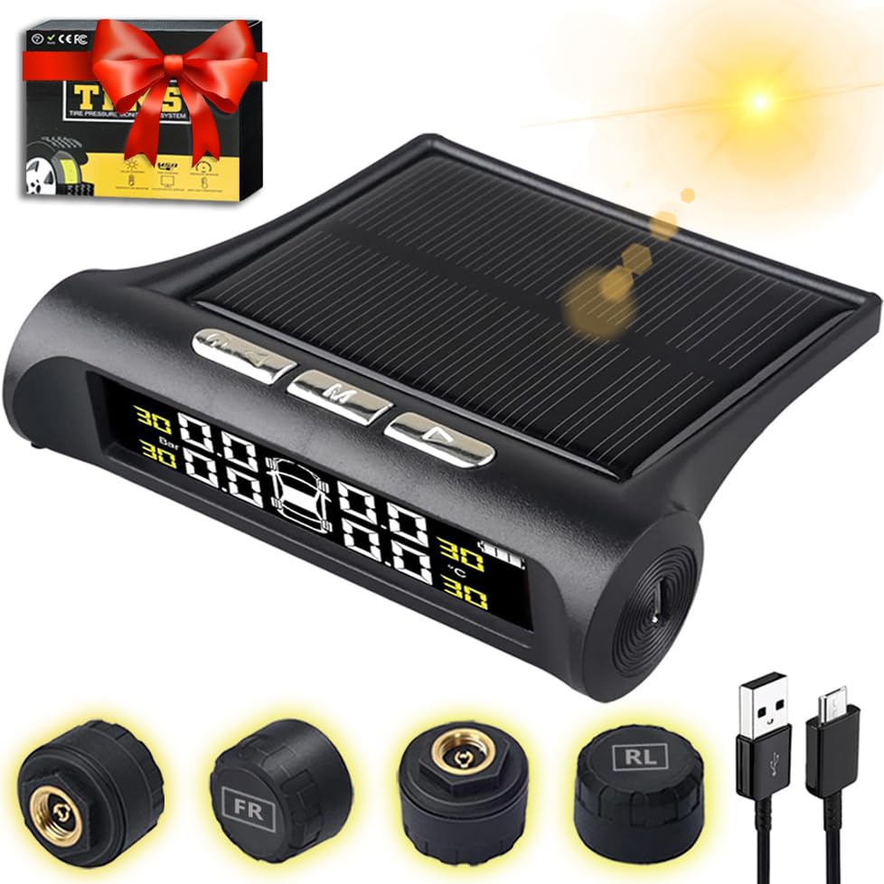 🏆Solar Powered Car Tire Pressure Monitoring Tool