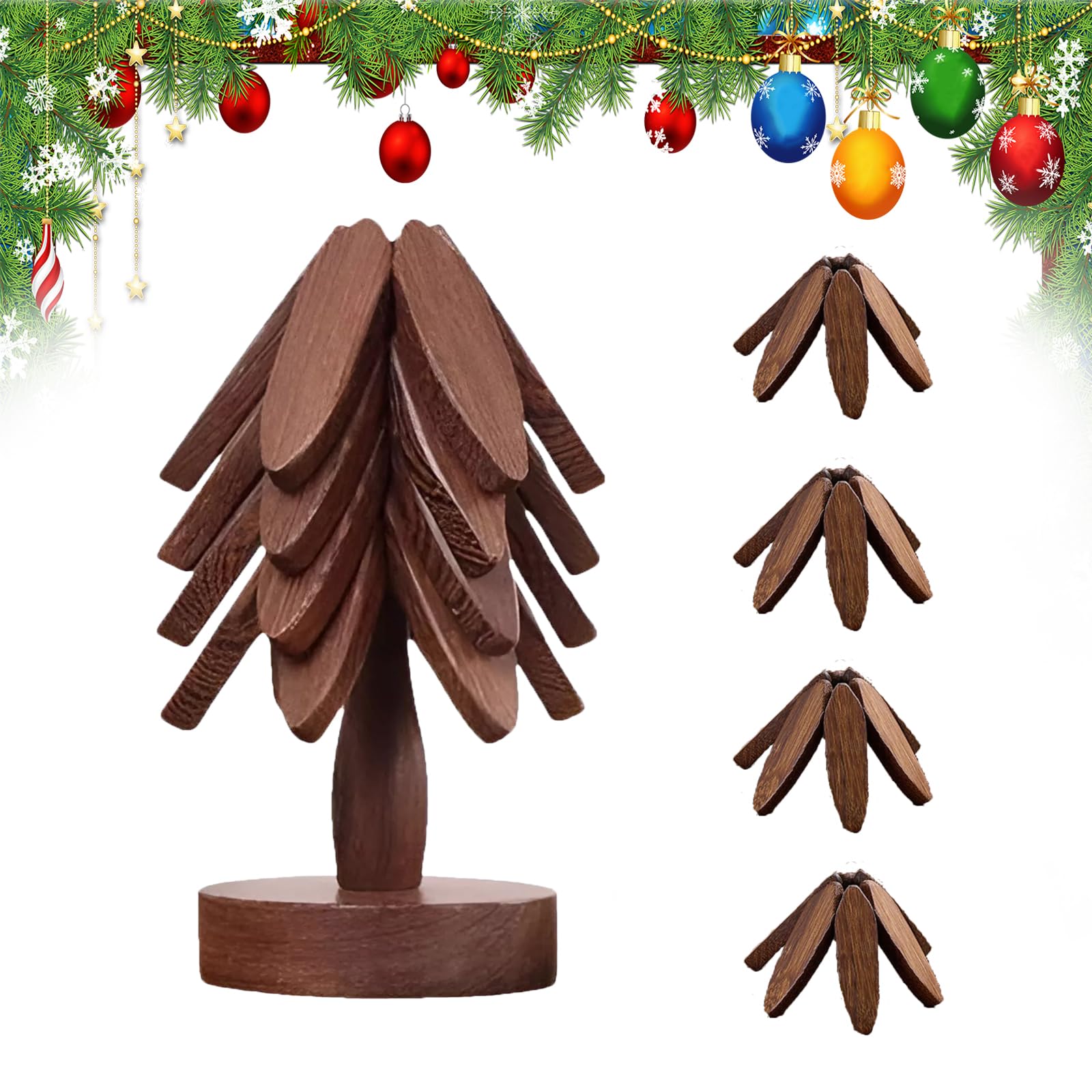 Handmade Wooden Christmas Tree Tripod Set Unique Gift For Holidays