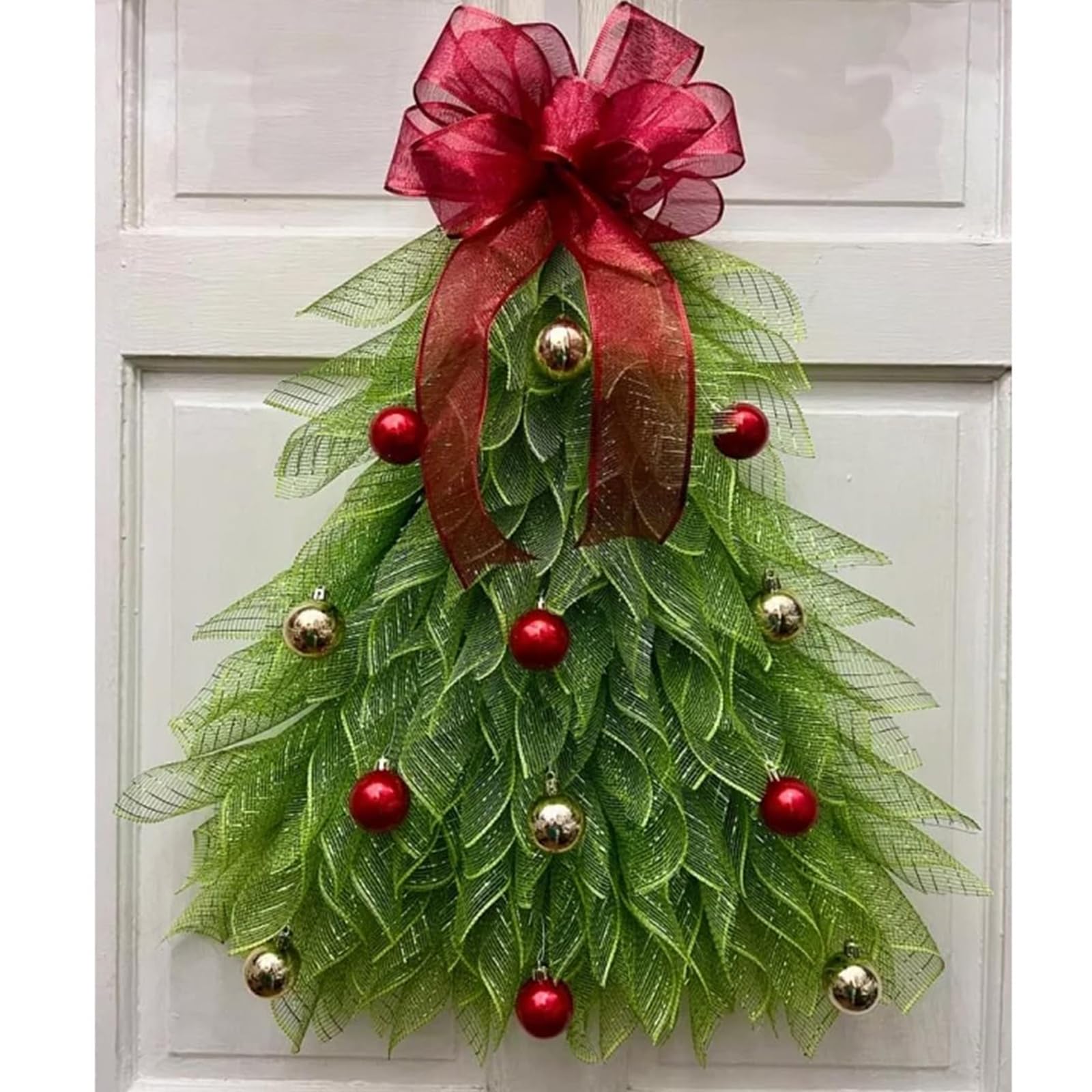 Last Day 50% OFF - Handmade Christmas Tree Wreath for Front Door