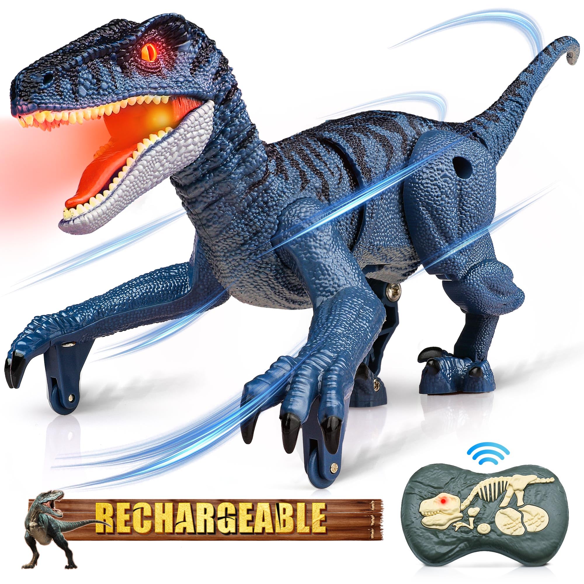 Remote Control Dinosaur Toys, Walking Robot Dinosaur w/ Roaring Sounds