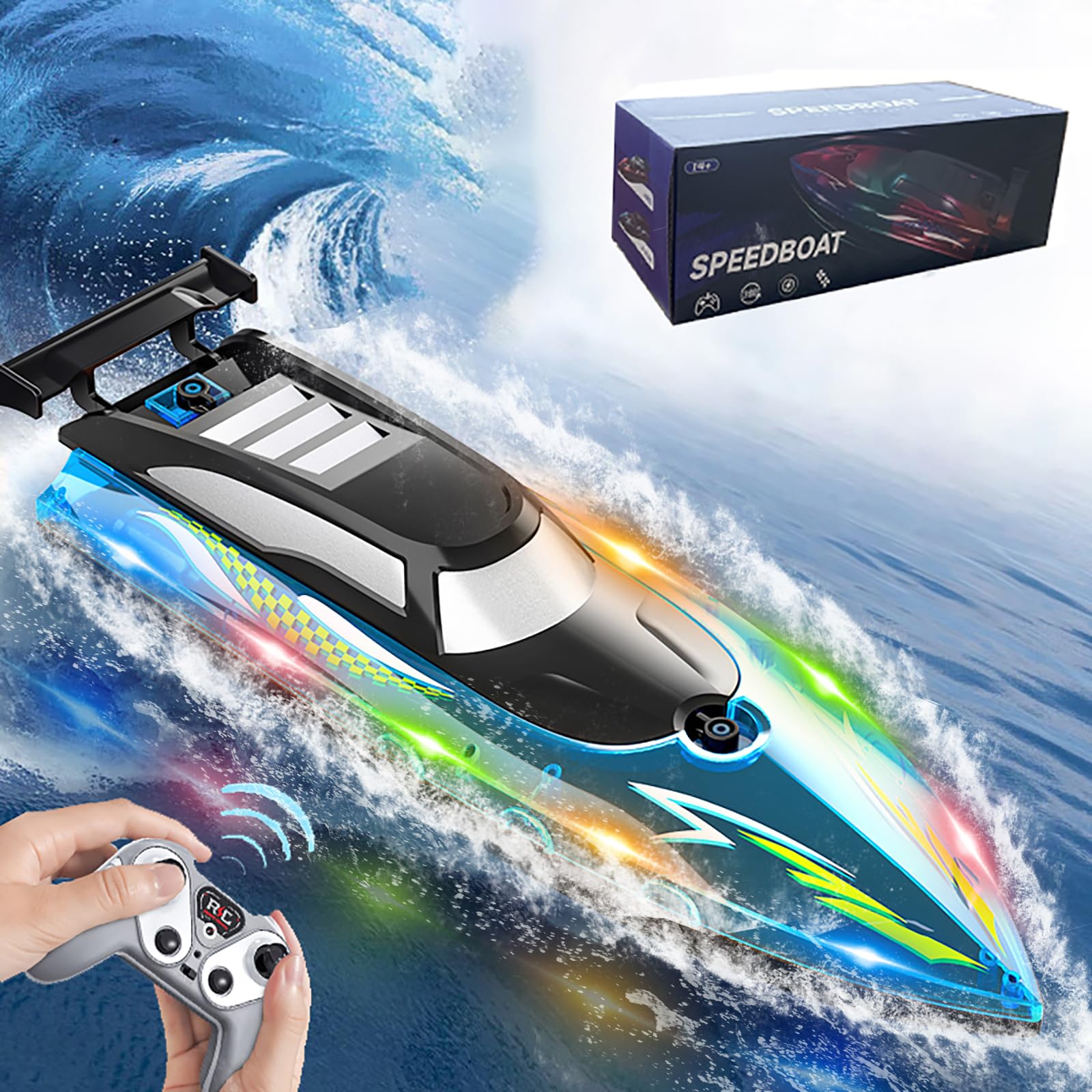 LED Light Remote Control Racing Boat, Suitable For Pools And Lakes