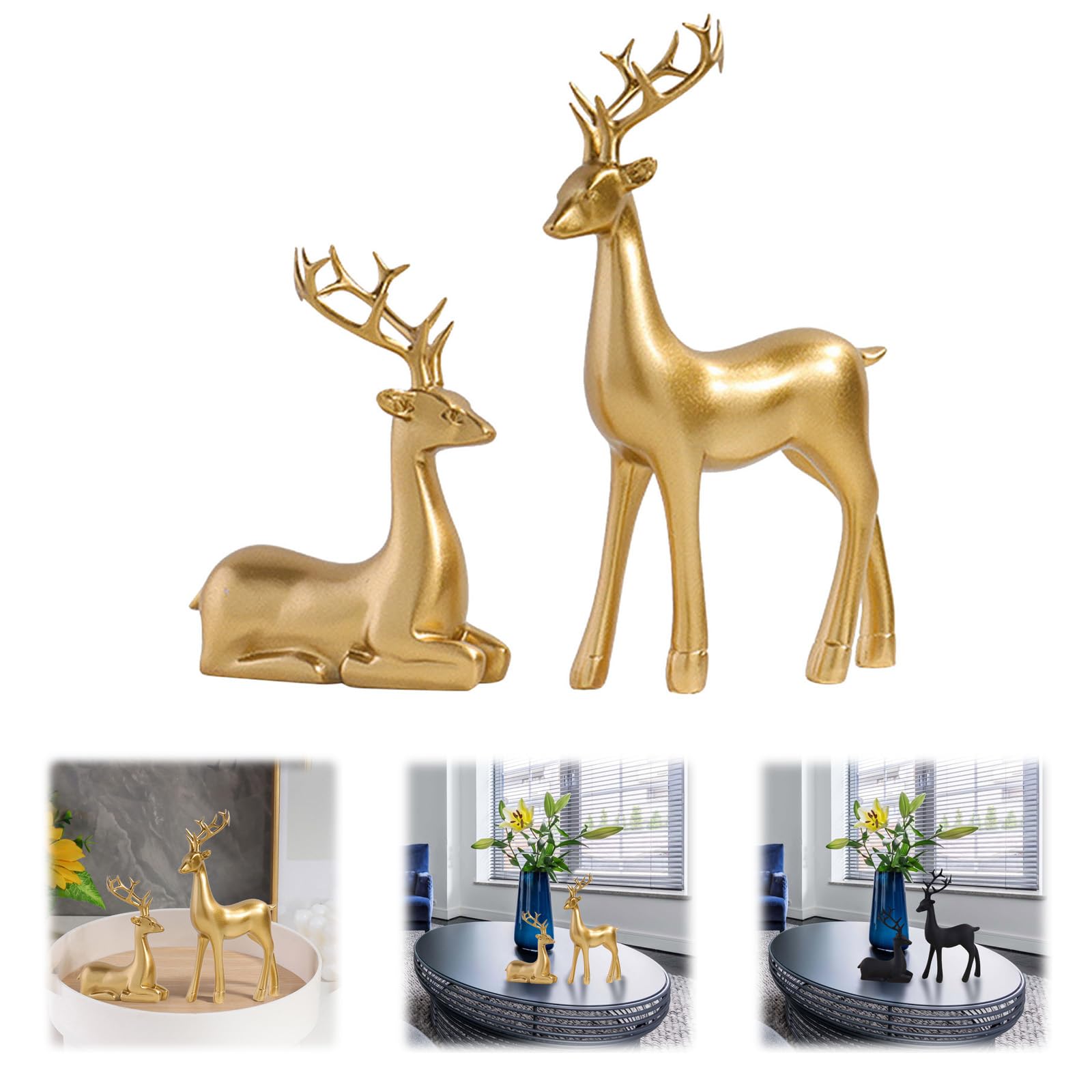 Xmas Gold Reindeer Home Decorative Figurines for Tabletop