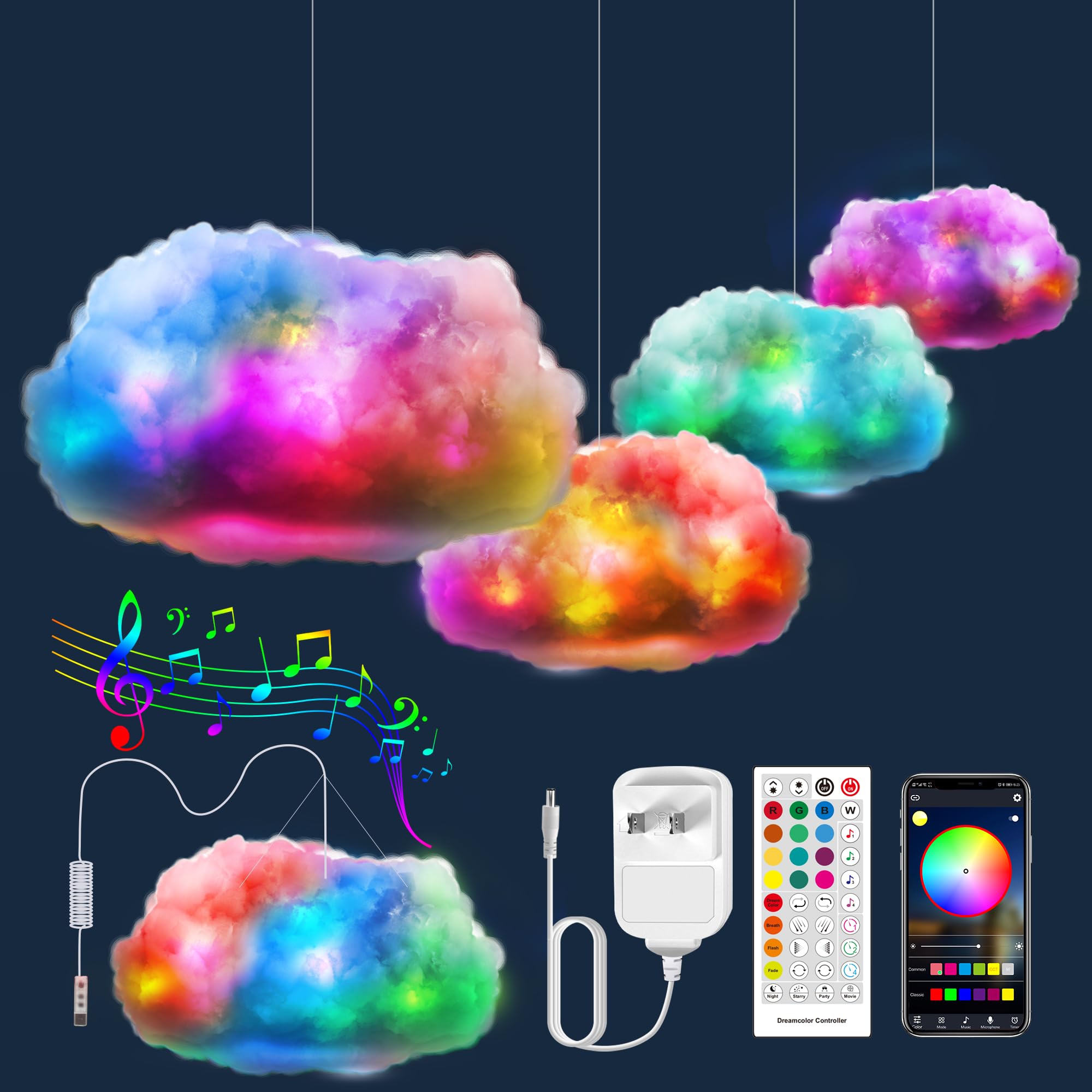 LED 3D Big Cloud lightning Light
