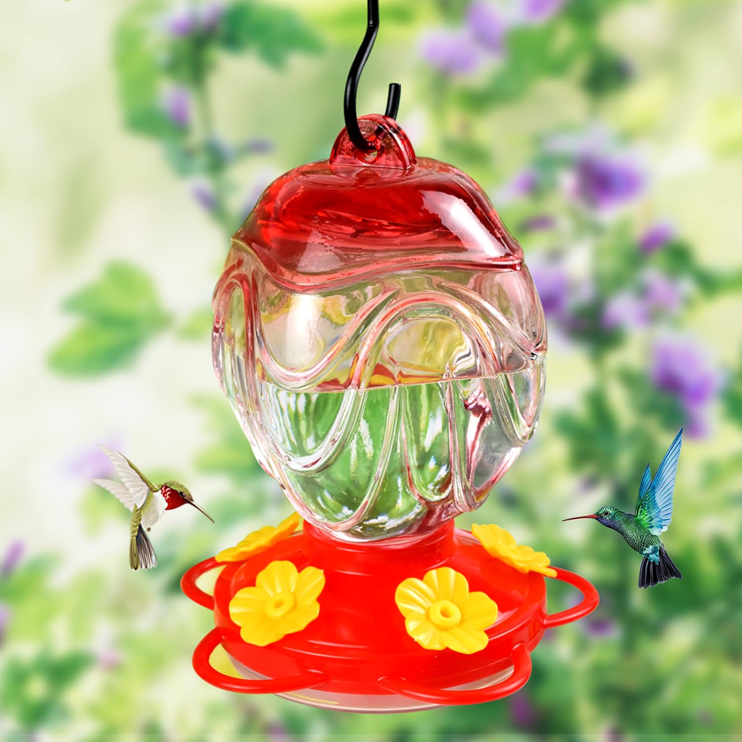 Glass Hummingbird Feeders for Outdoors Hanging 15oz