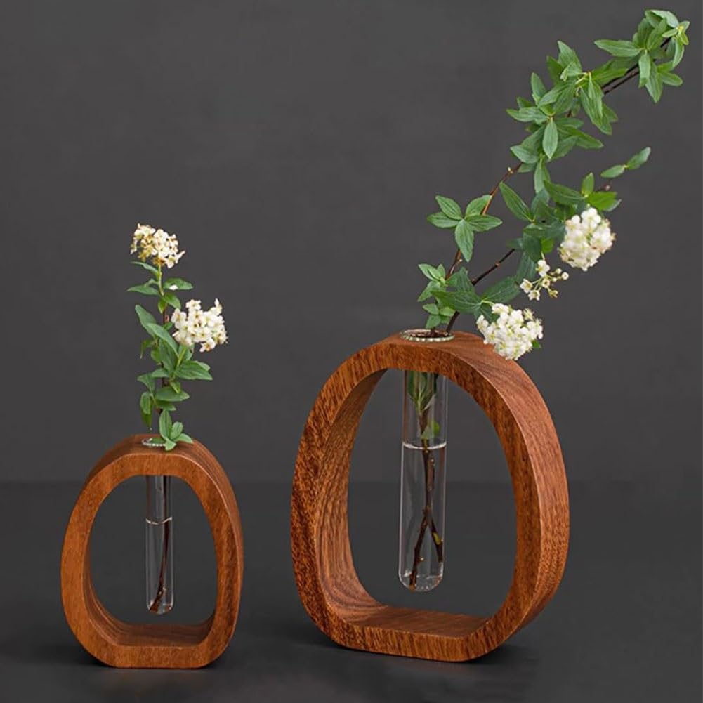 🌿Solid Wood Glass Vase