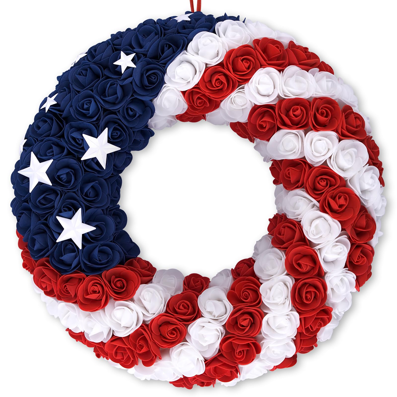 4th of July  Wreath Patriotic Americana Roses Patriotic Wreath
