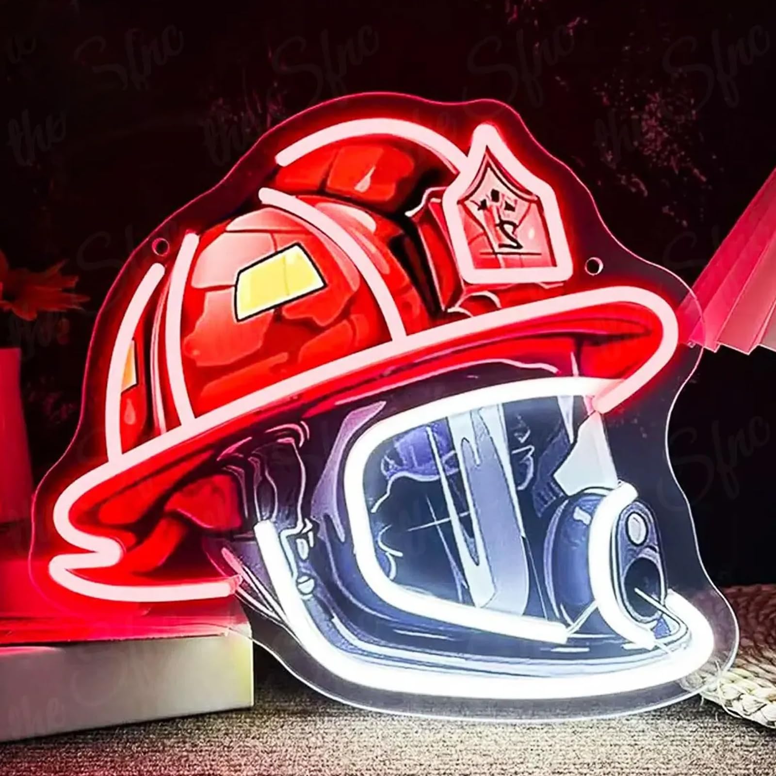 Firefighter Tribute Helmet Neon Light Ornament