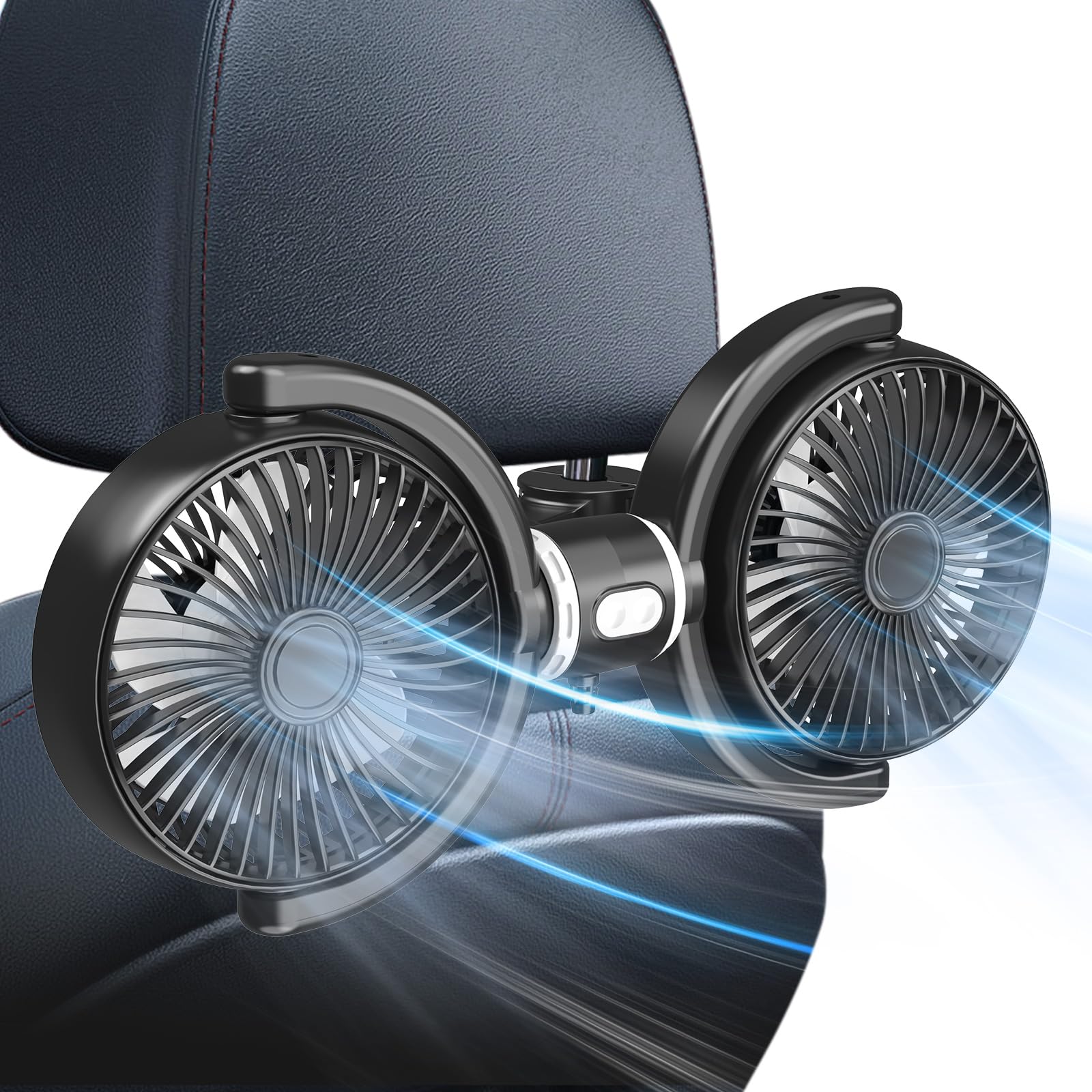 Controlled 360° Dual Head USB Car Fan for Backseat