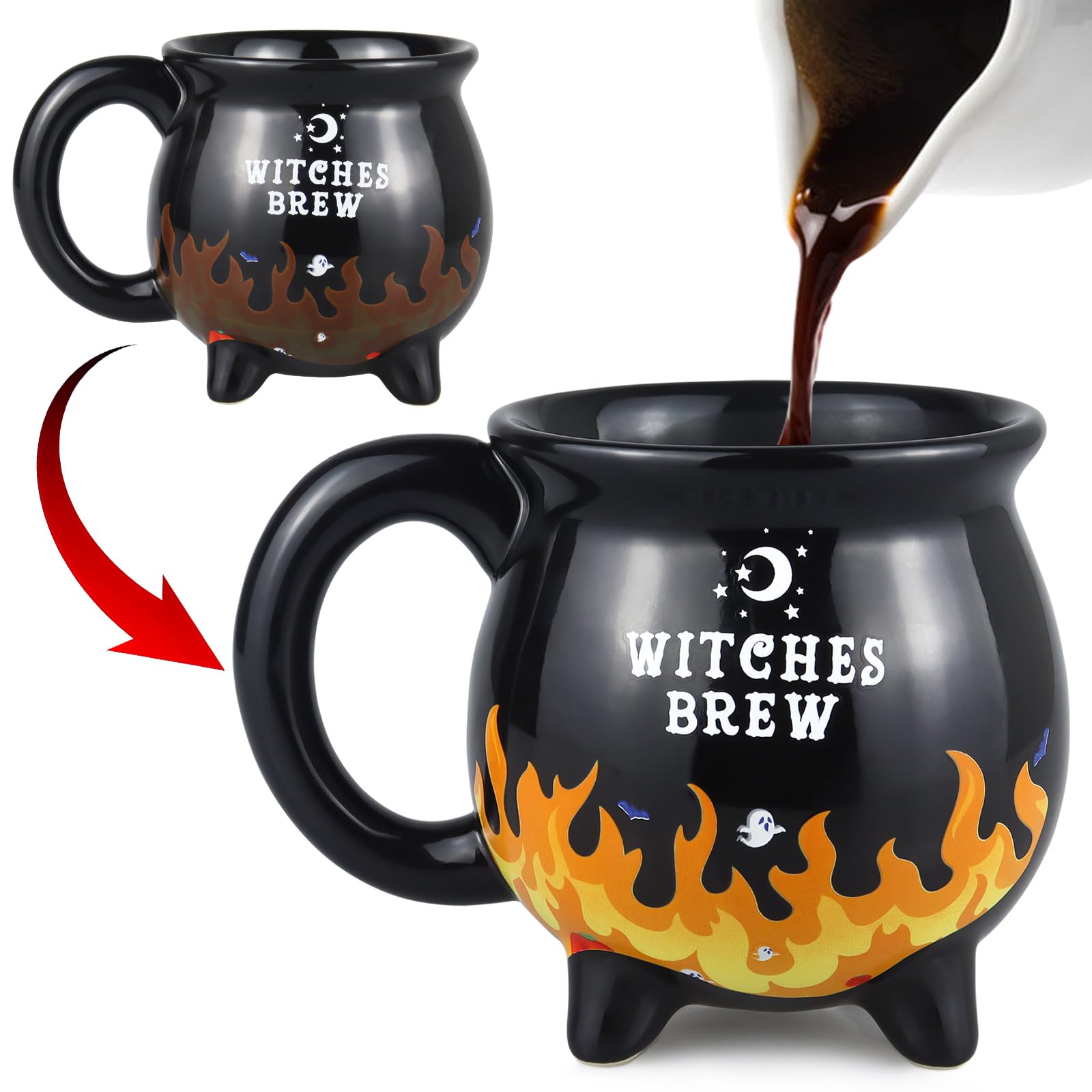 Witch Brew Cauldron Heat Flame Color Changing Coffee Mug