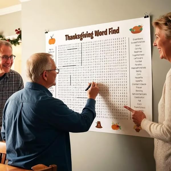 🎉 Jumbo Thanksgiving Word Search Poster – Giant 36"x24" Wall Game! 🎉