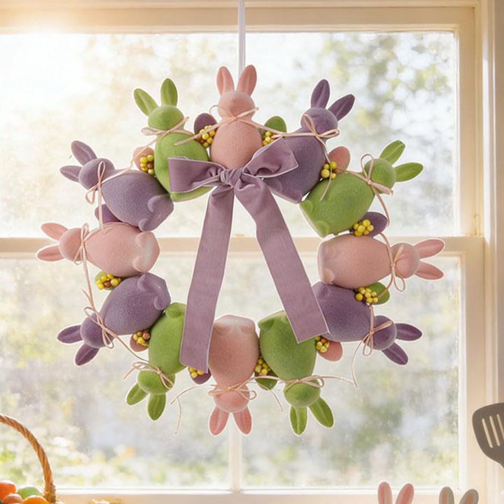 Flocked Bunny Wreath Door Hanger – Bring Home the Joy of Spring