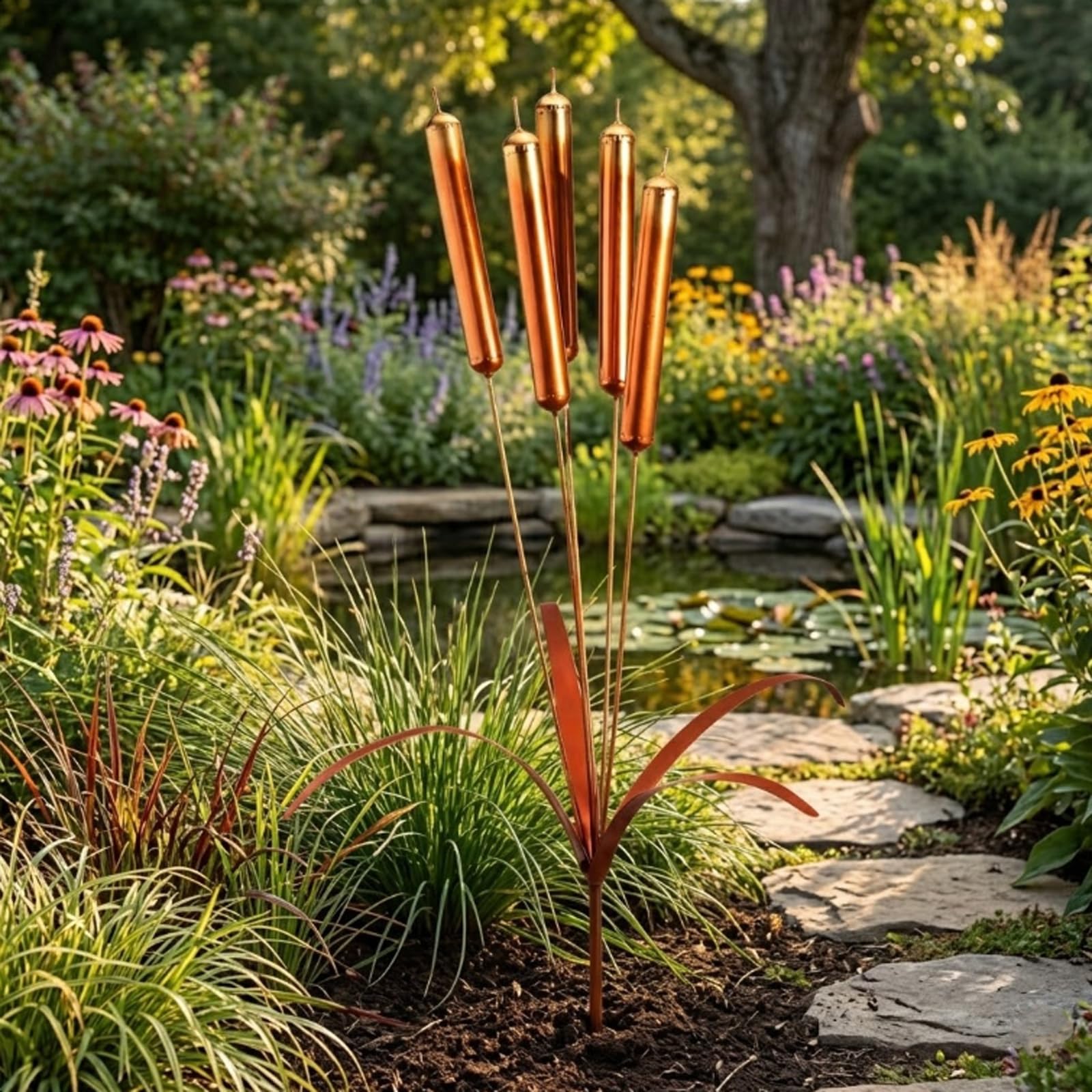 Copper Cattail Wind Chimes