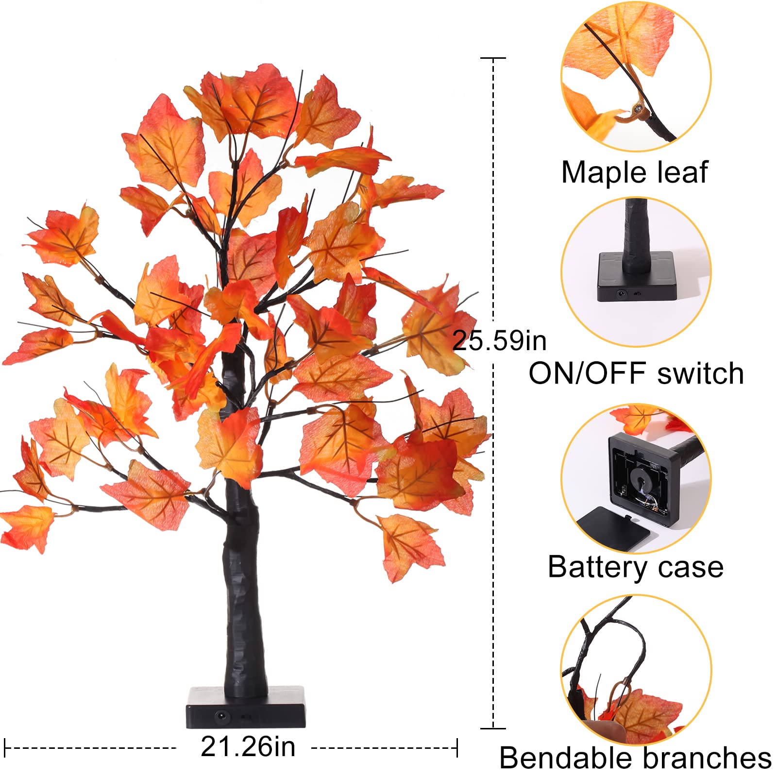 Fall Maple Leaf Tree Home Decor with Lights