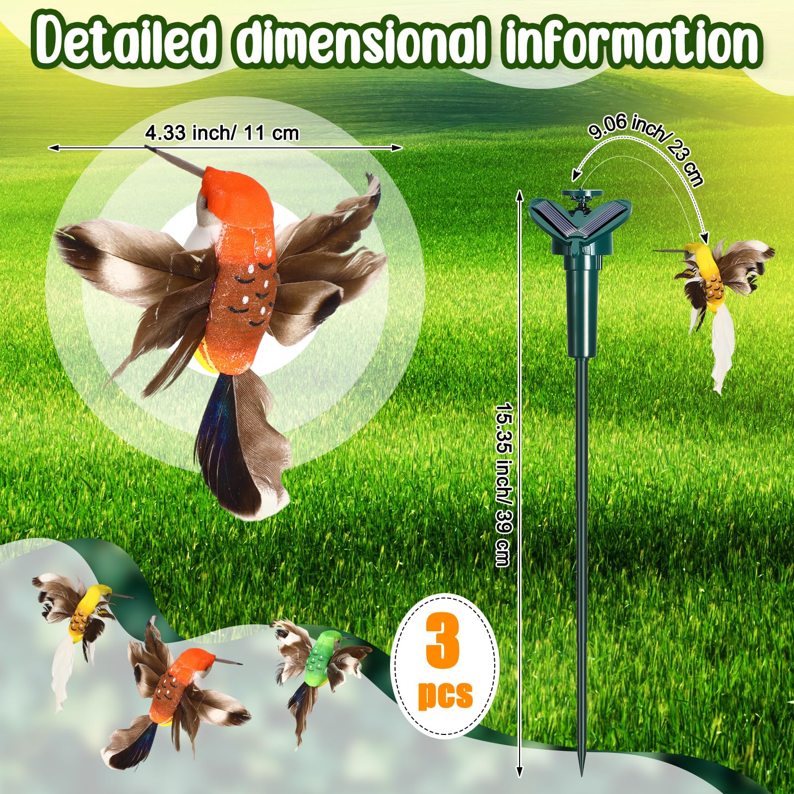 Solar Powered Fluttering Wobble Humming Bird and Butterfly