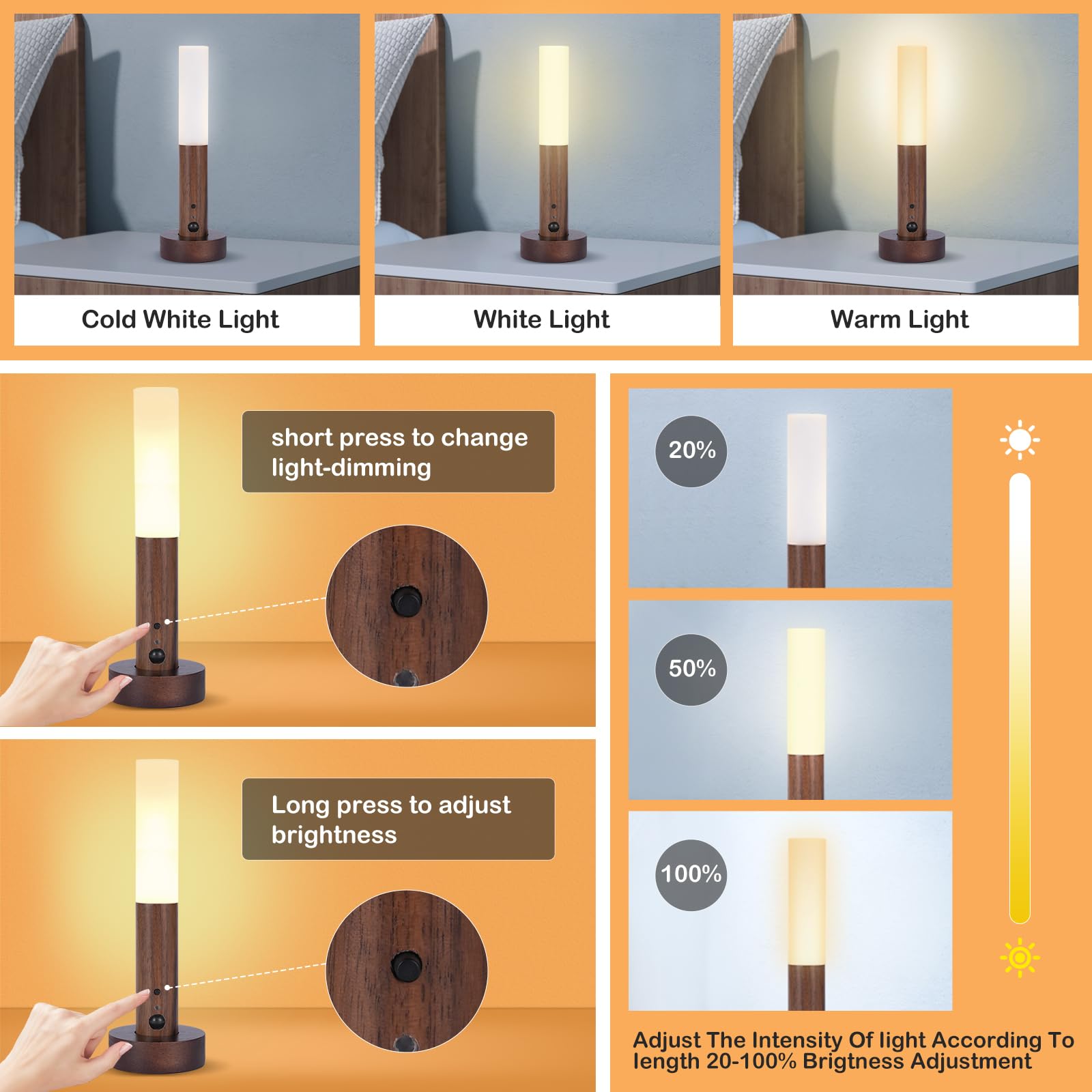 Wooden smart sensor lamp