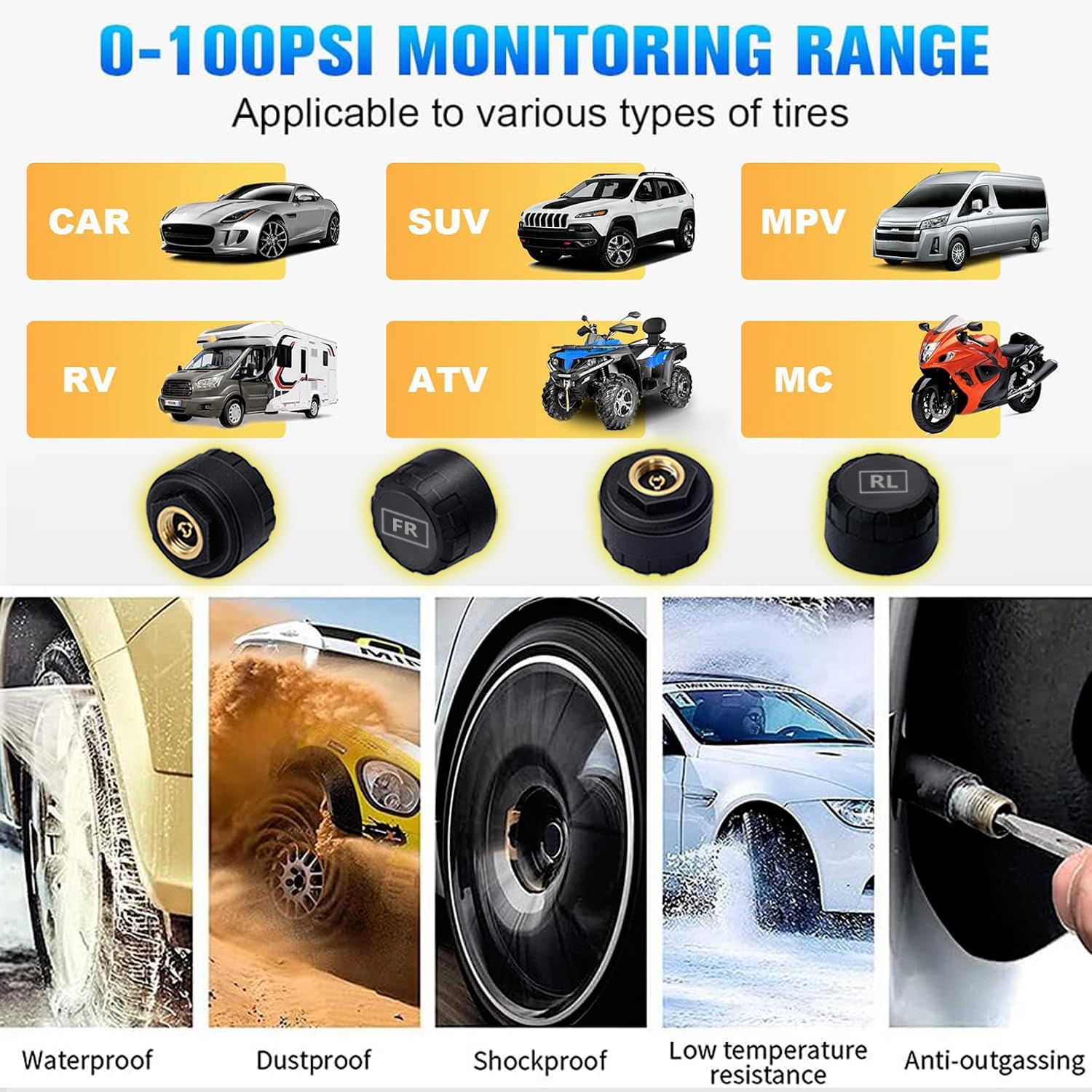 🏆Solar Powered Car Tire Pressure Monitoring Tool