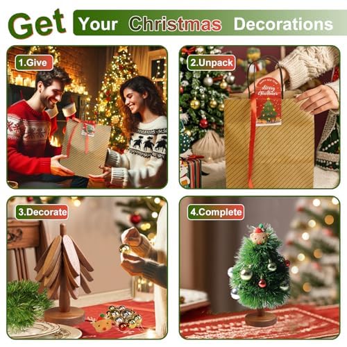 Handmade Wooden Christmas Tree Tripod Set Unique Gift For Holidays