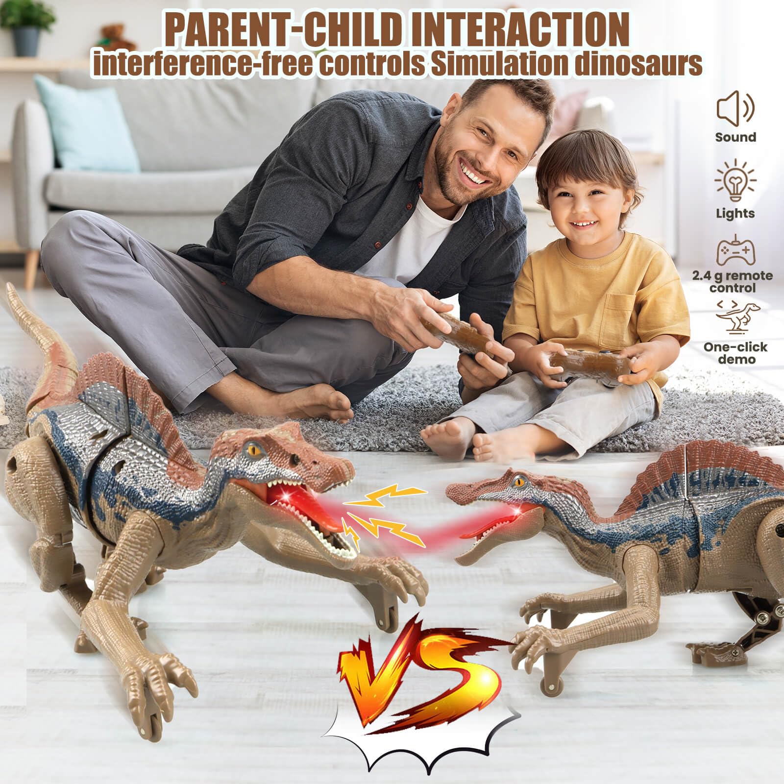 Remote Control Dinosaur Toys, Walking Robot Dinosaur w/ Roaring Sounds