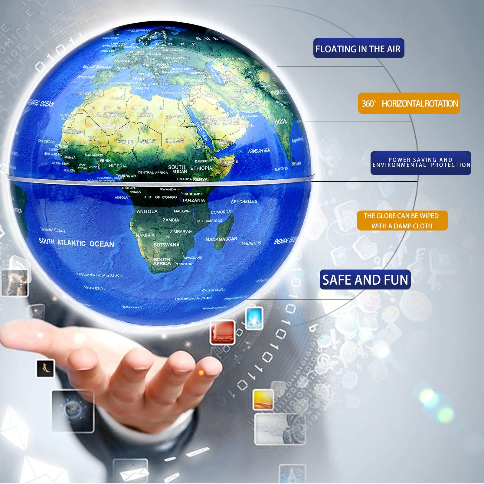 A WORLD IN THE AIR-Illuminated Magnetic Levitation Globe