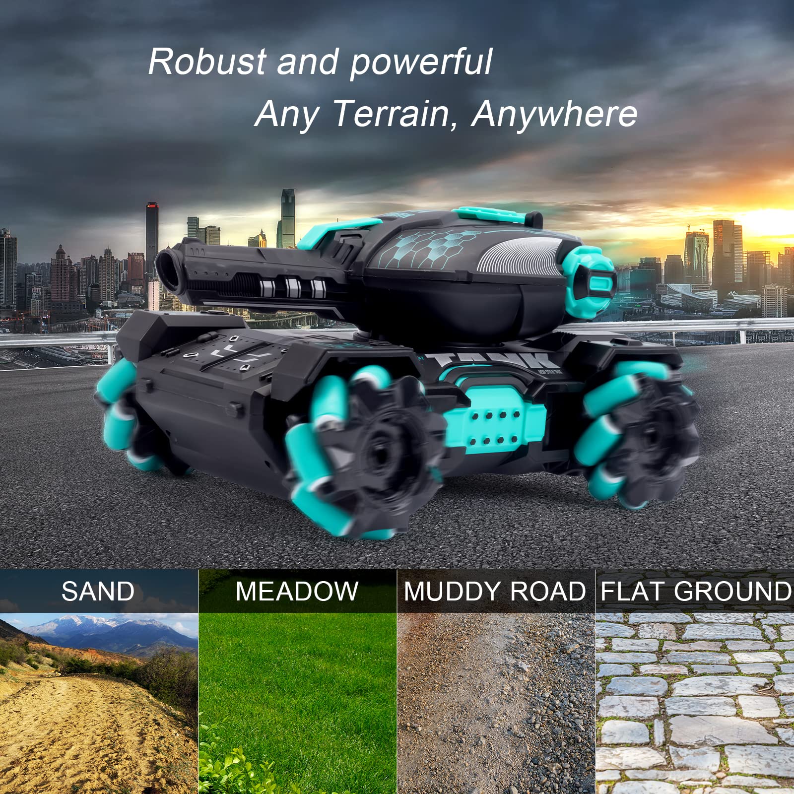 360 Degree Rotating Remote Control Stunt Tank Shooting Water Bombs