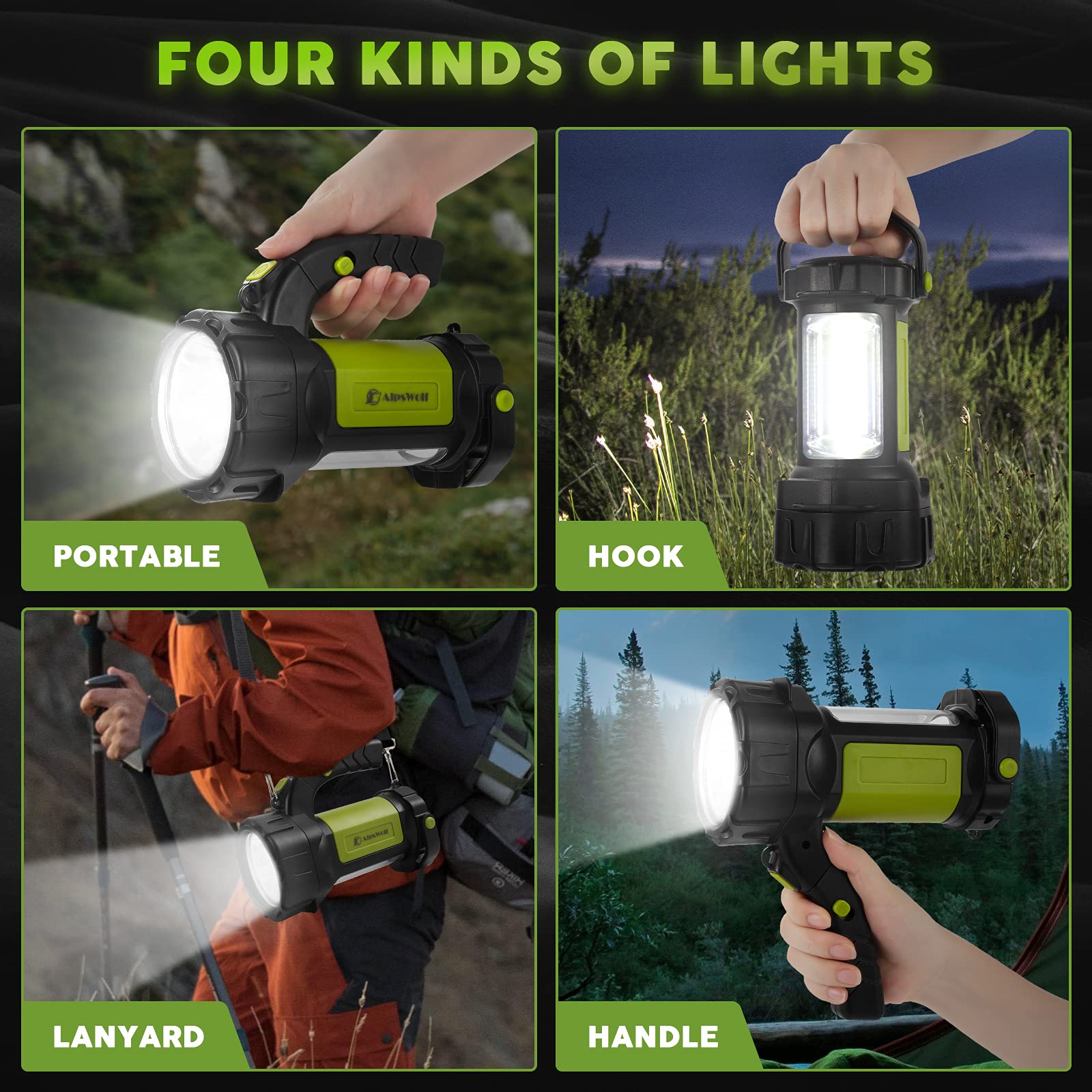 LED Flashlight Spotlight Lantern for Emergency, Outdoor Hiking, Power Outages