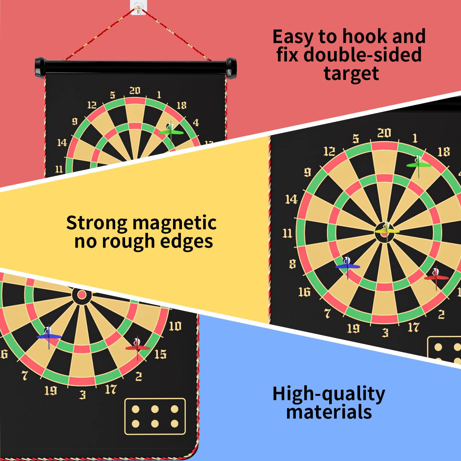 Magnetic Double Sided Dart Board for Kids