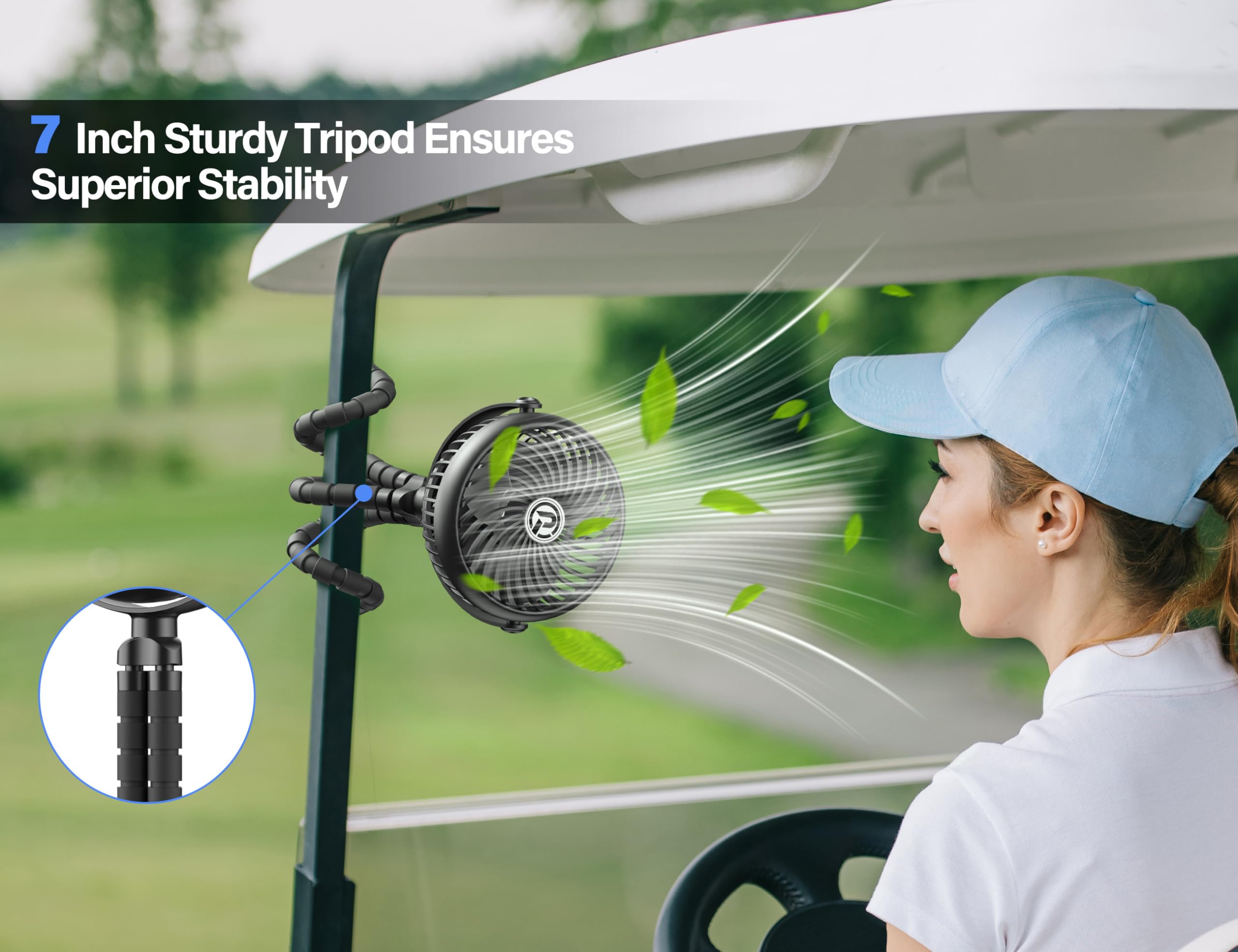 Rechargeable Golf Cart Fan