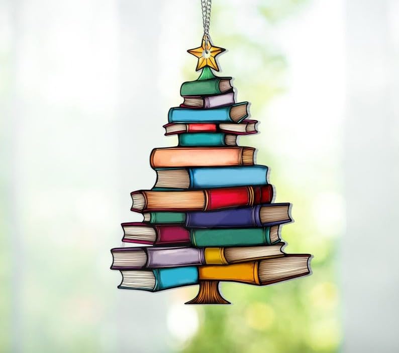 🔥LAST DAY 50% OFF - 🎄📚✨Christmas Book Tree Suncatcher Ornament