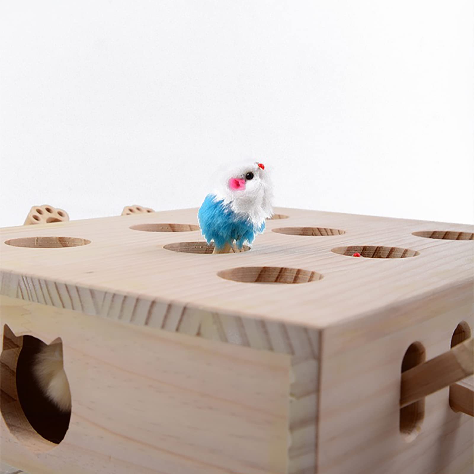 Interactive Wooden Whack-A-Mole Cat Toy