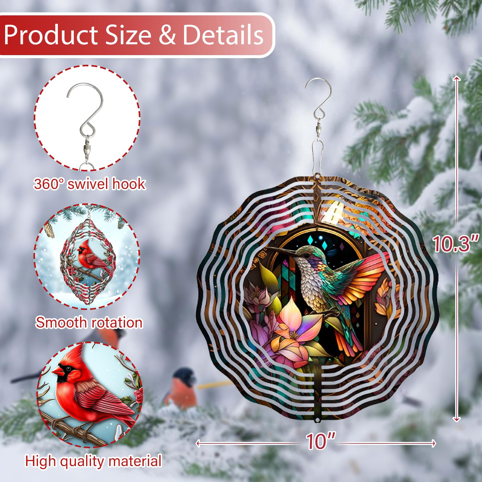 Stained Glass Style Multi-Color Kinetic Wind Spinners