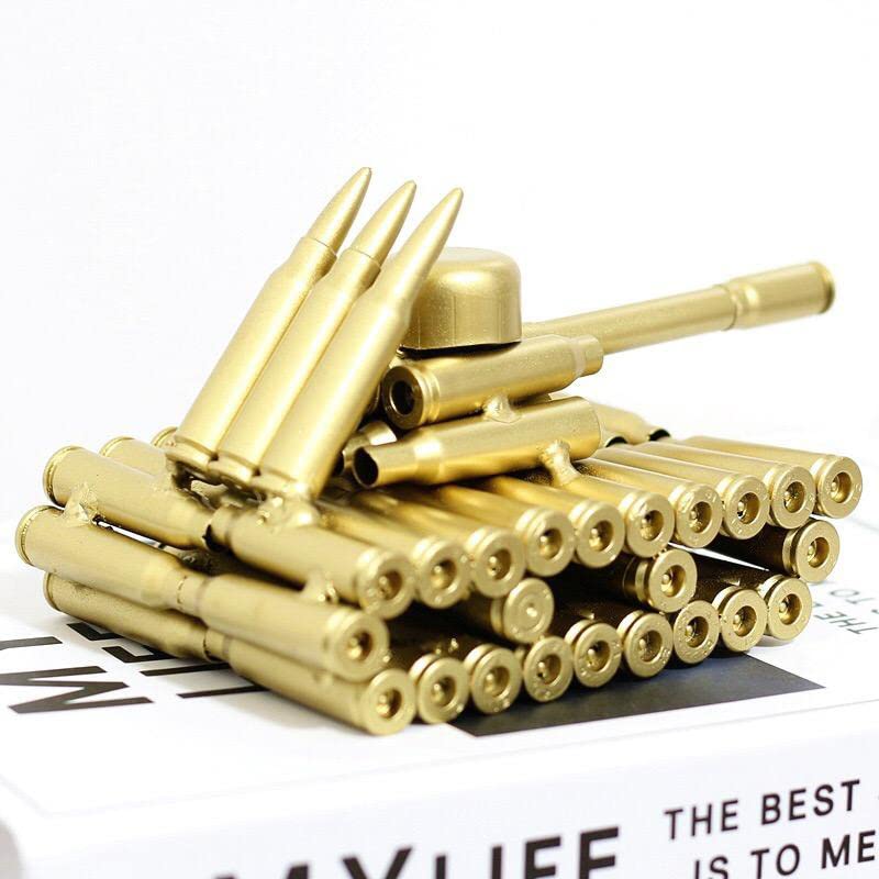 Bullet Shell Casing Shaped Army Tank Metal Sculpture Military Gifts