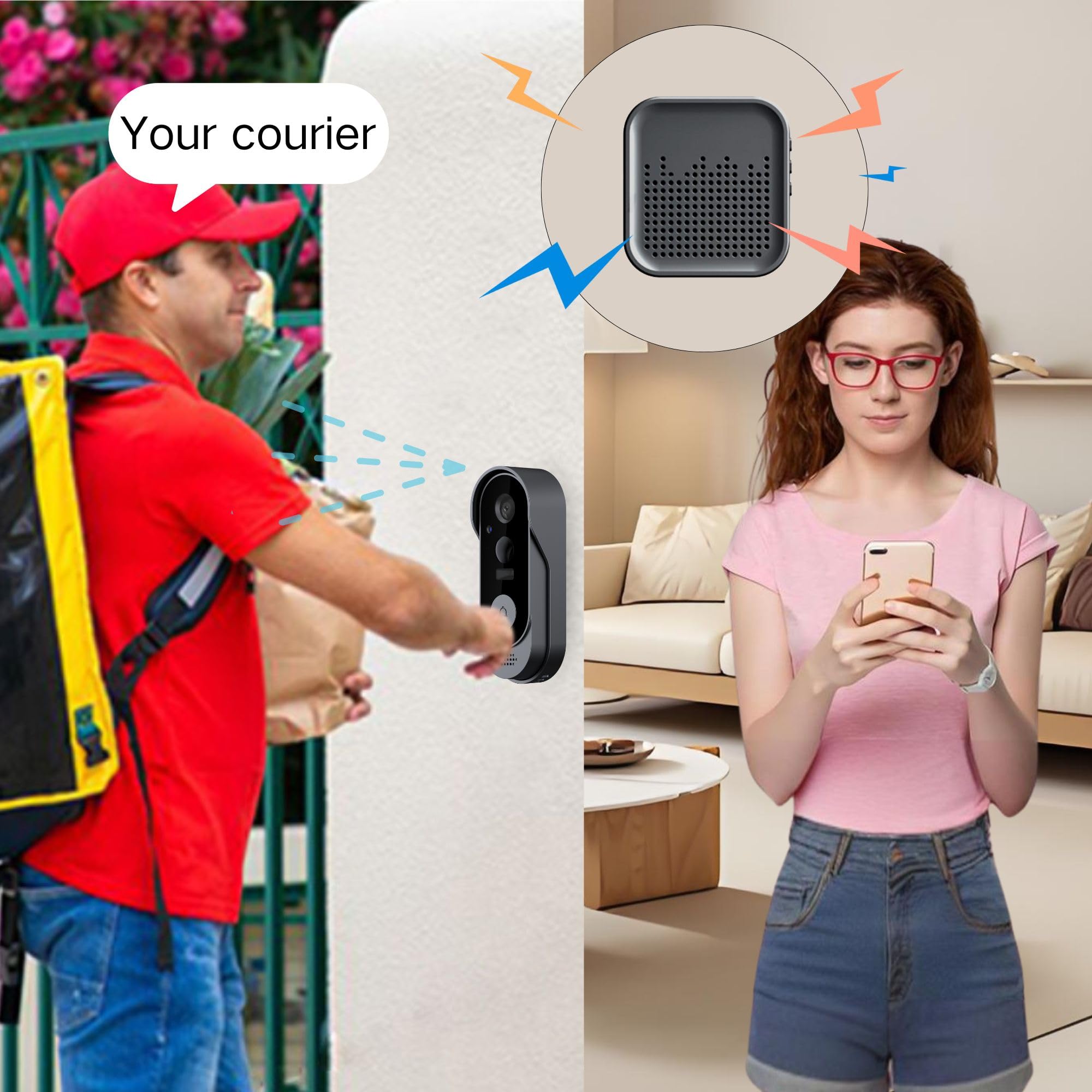 Welnax™ AI Smart Video Doorbell Camera Wireless