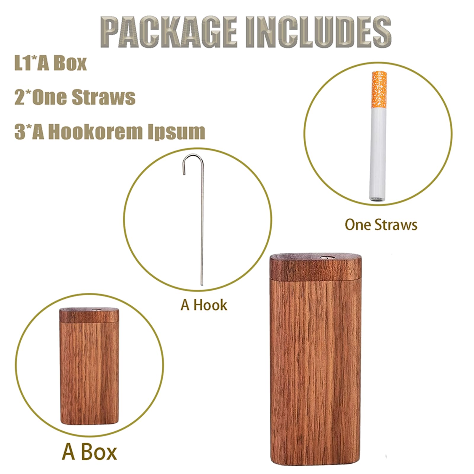 Walnut Tobacco Box With Metal Tobacco Rod Cleaning Hook