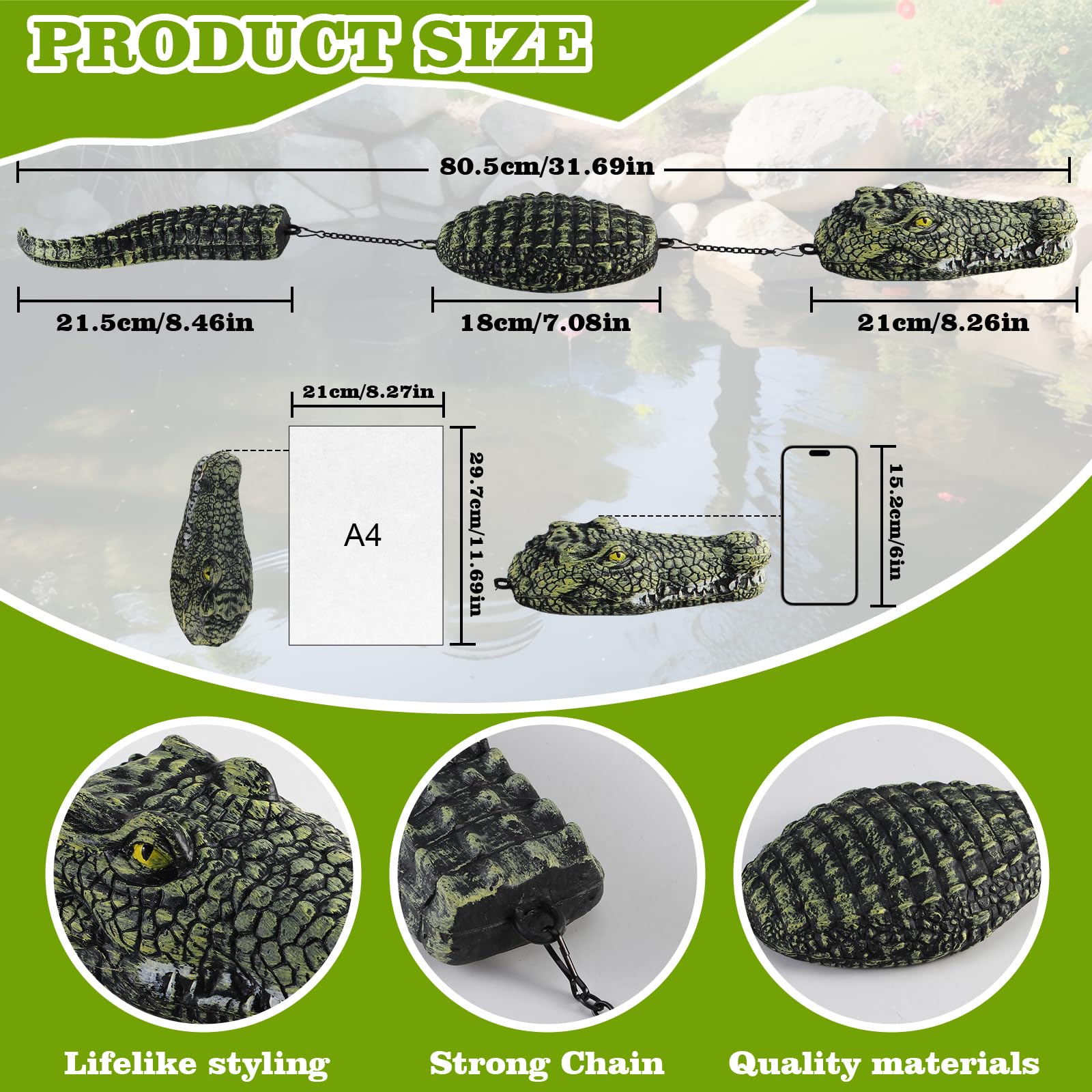Three-Section Simulation Floating Crocodile