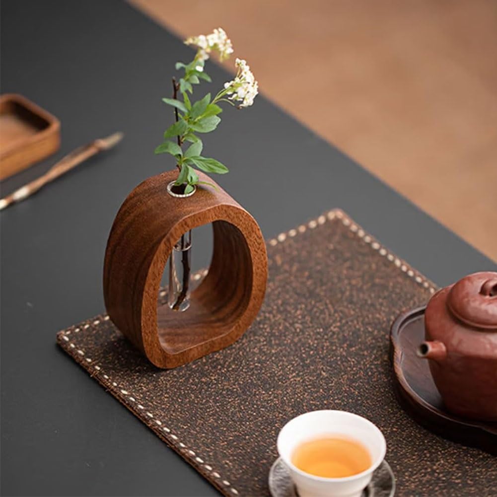 🌿Solid Wood Glass Vase