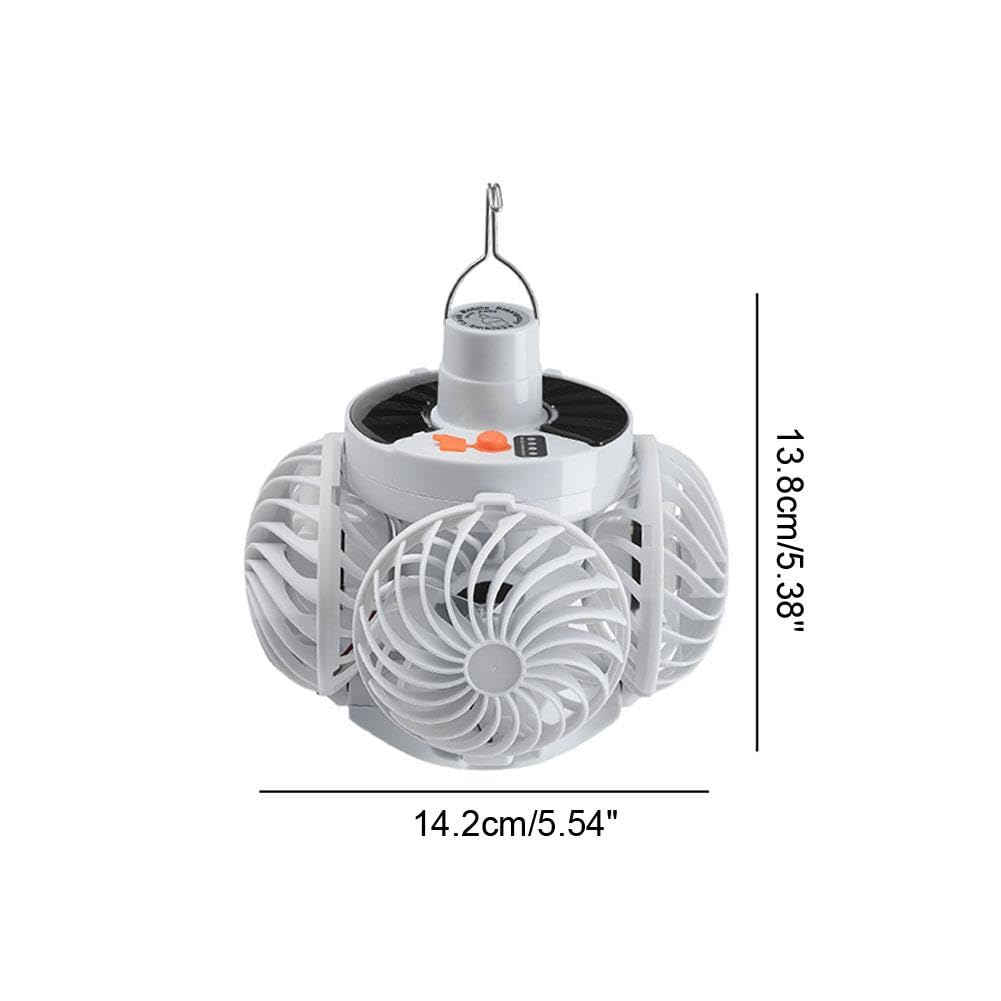 Portable Folding Football LED Solar Lantern Fan With Hook